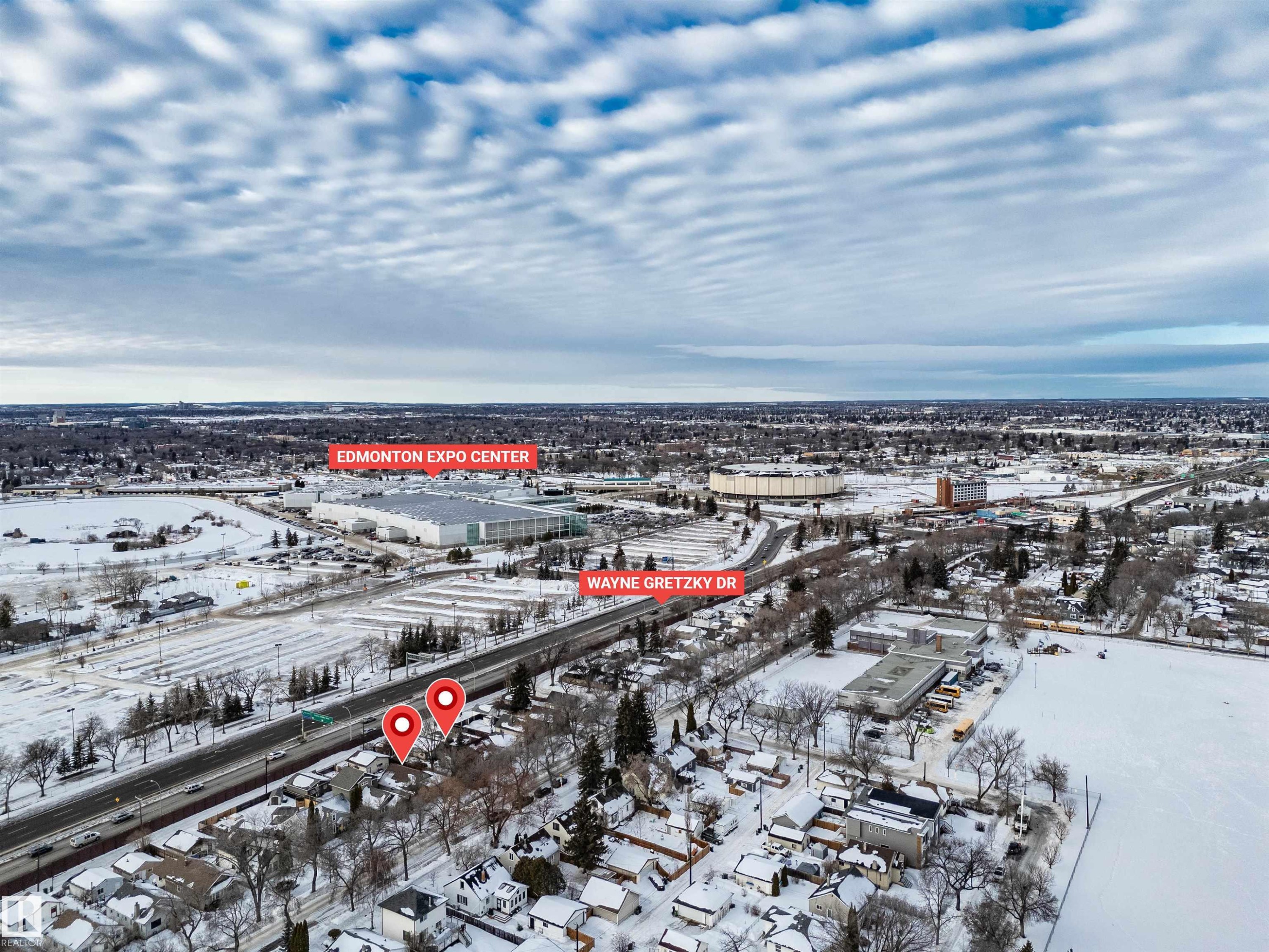 View of snowy aerial view - 11432 71 Street, Edmonton, AB - Outdoor With View