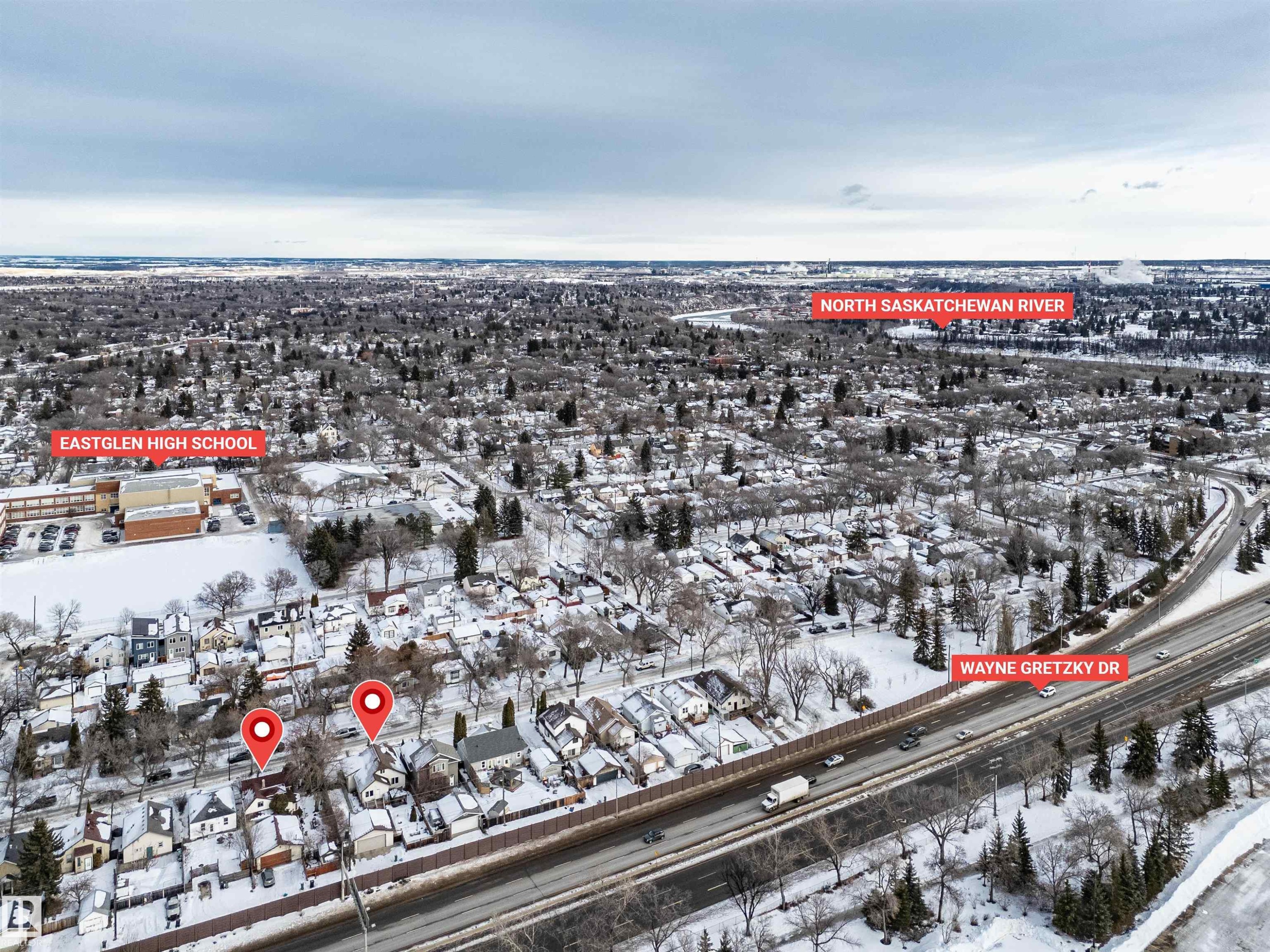 View of snowy aerial view - 11432 71 Street, Edmonton, AB - Outdoor With View