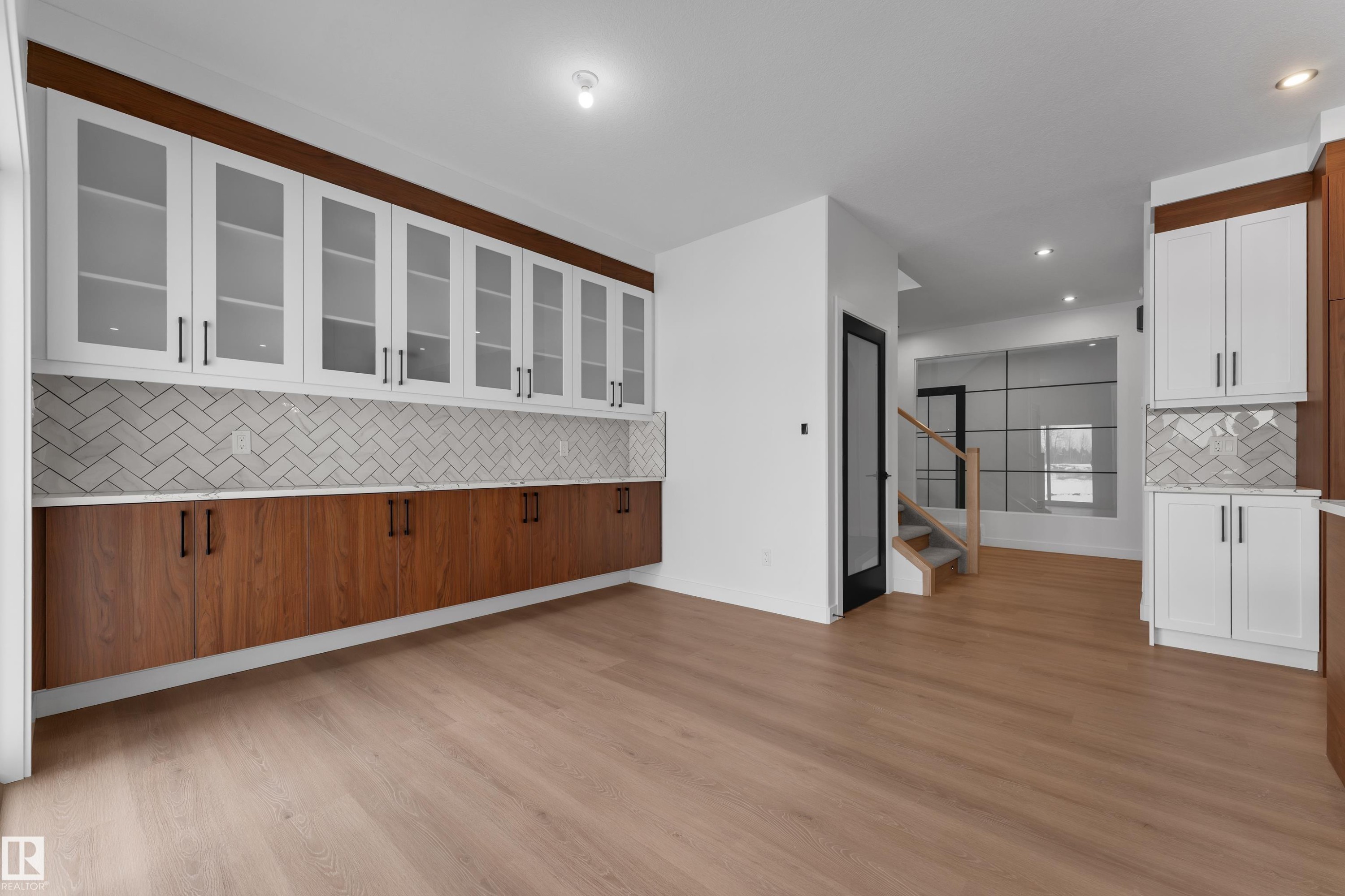 Unfurnished dining area with recessed lighting and light wood finished floors - 40 Grayson Green, Stony Plain, AB - Indoor Photo Showing Kitchen