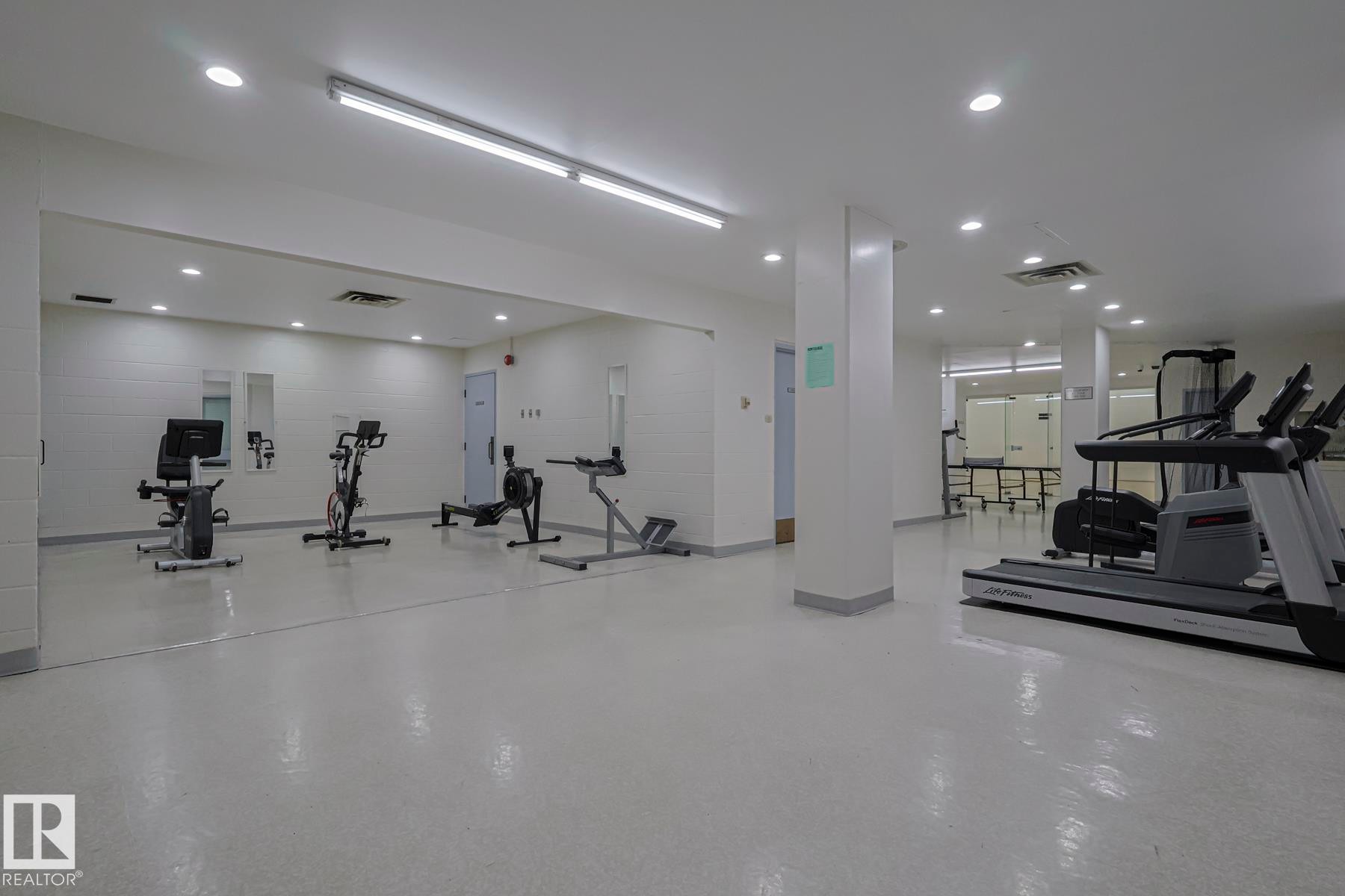 Workout area with recessed lighting - 505 10149 Saskatchewan Drive, Edmonton, AB - Indoor