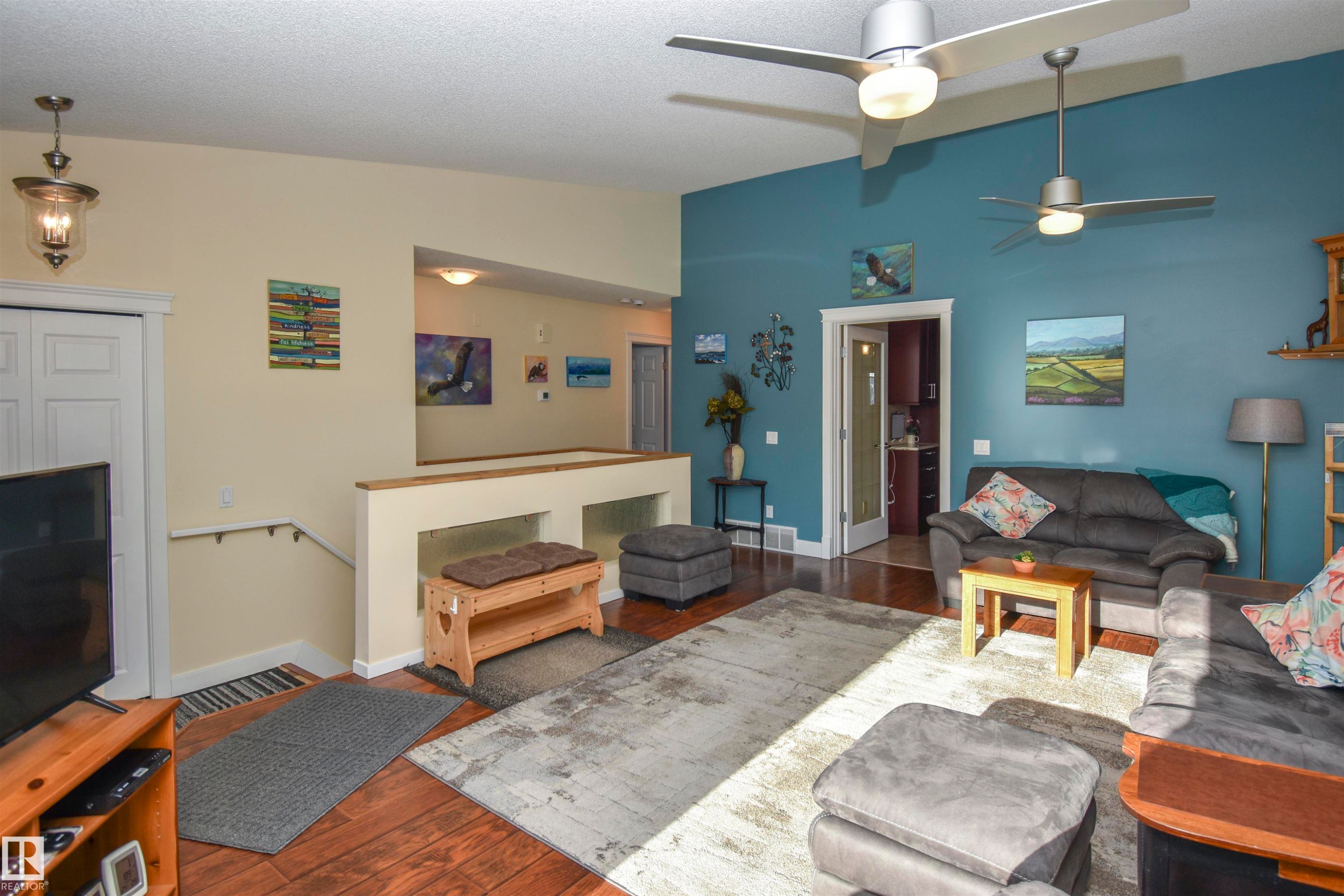 4042 37A Avenue, Edmonton, AB - Indoor Photo Showing Living Room With Fireplace