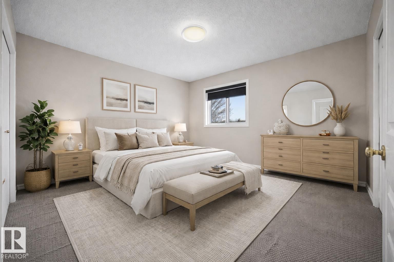 Carpeted bedroom featuring a textured ceiling - 736 Johns Road, Edmonton, AB - Indoor Photo Showing Bedroom