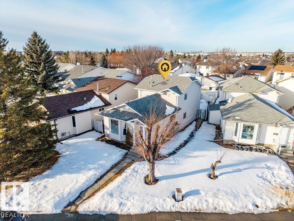 Snowy aerial view featuring a residential view - 736 Johns Road, Edmonton, AB - Outdoor