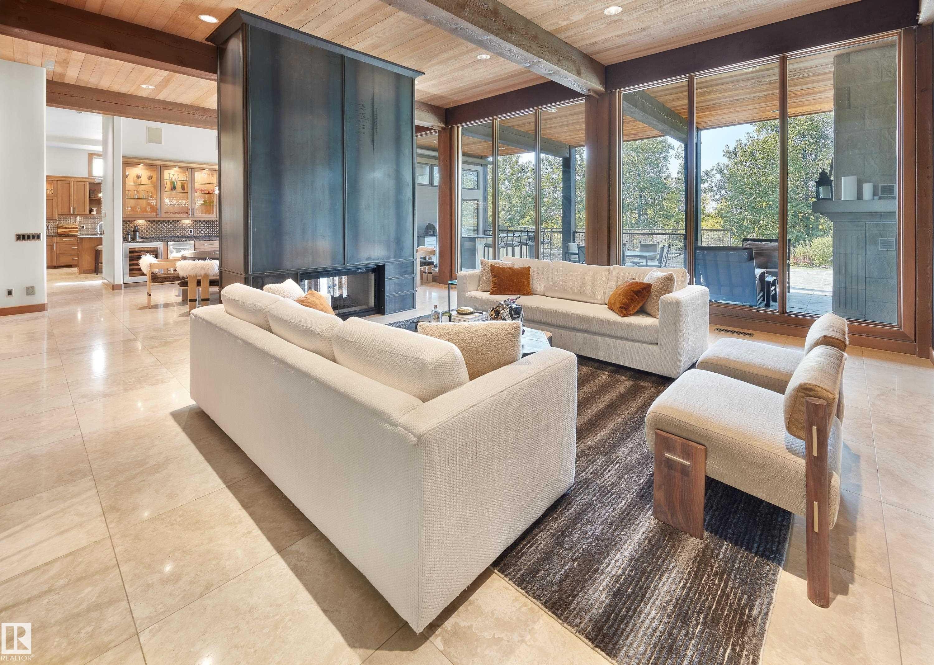 56 Windermere Drive, Edmonton, AB - Indoor Photo Showing Living Room With Fireplace