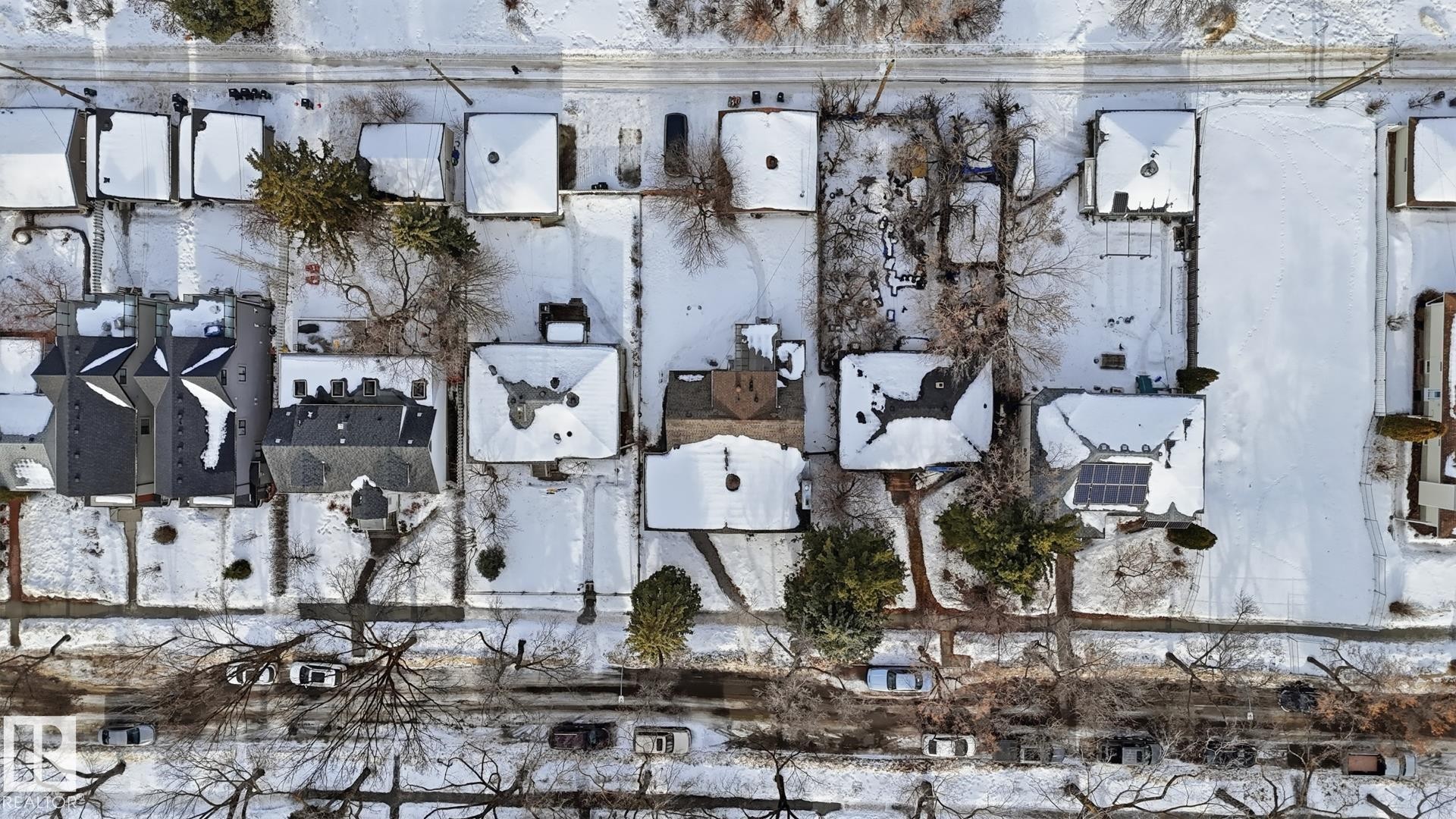 View of snowy aerial view - 11520 78 Avenue Nw, Edmonton, AB - Outdoor With View