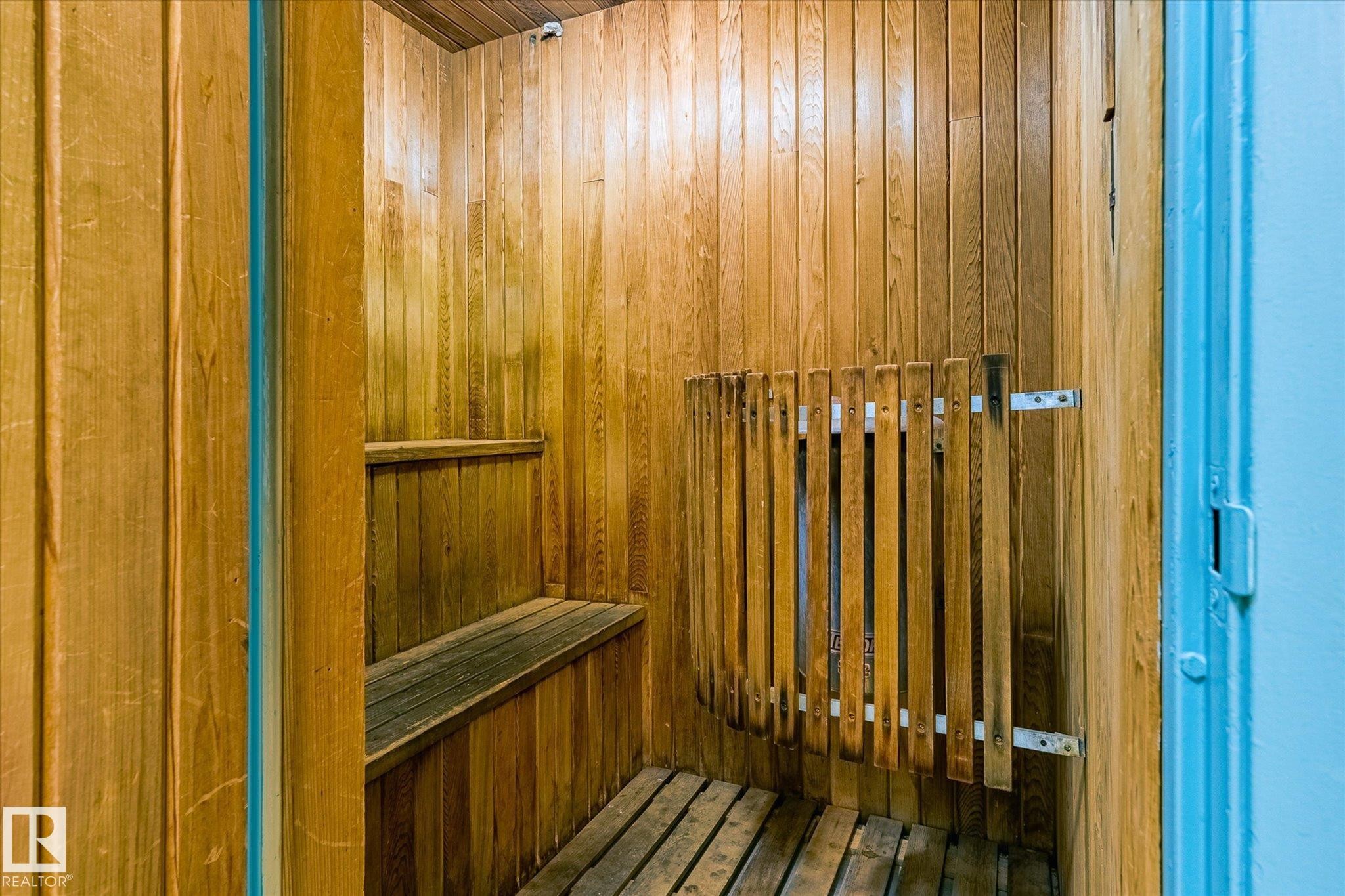 Relaxing sauna featuring wood walls - 304 9725 106 Street, Edmonton, AB - Indoor Photo Showing Other Room