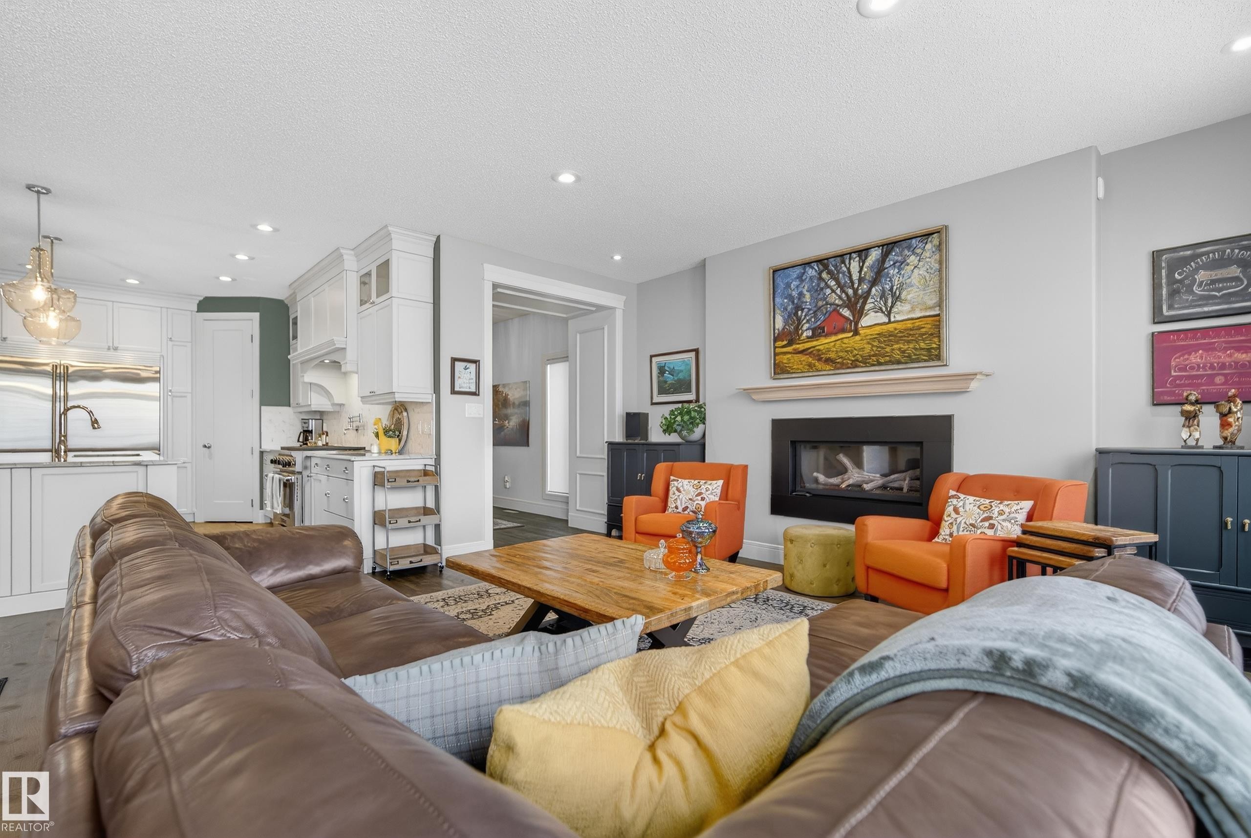 3687 Westcliff Way, Edmonton, AB - Indoor Photo Showing Living Room With Fireplace