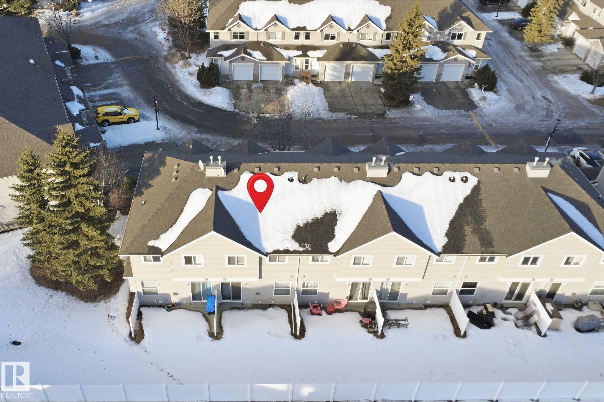 View of snowy aerial view - 8 230 Edwards Drive, Edmonton, AB - Outdoor