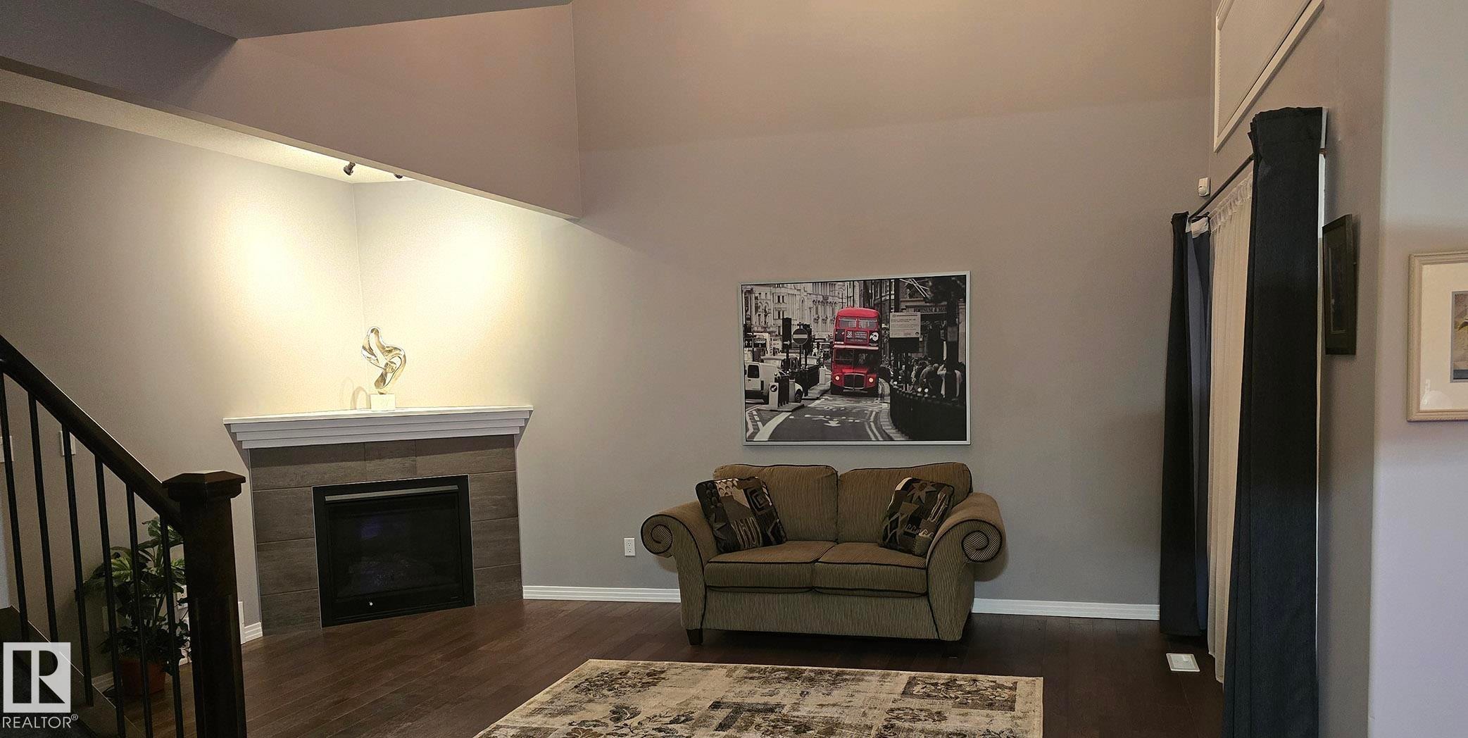 1325 Adamson Drive, Edmonton, AB - Indoor Photo Showing Living Room With Fireplace