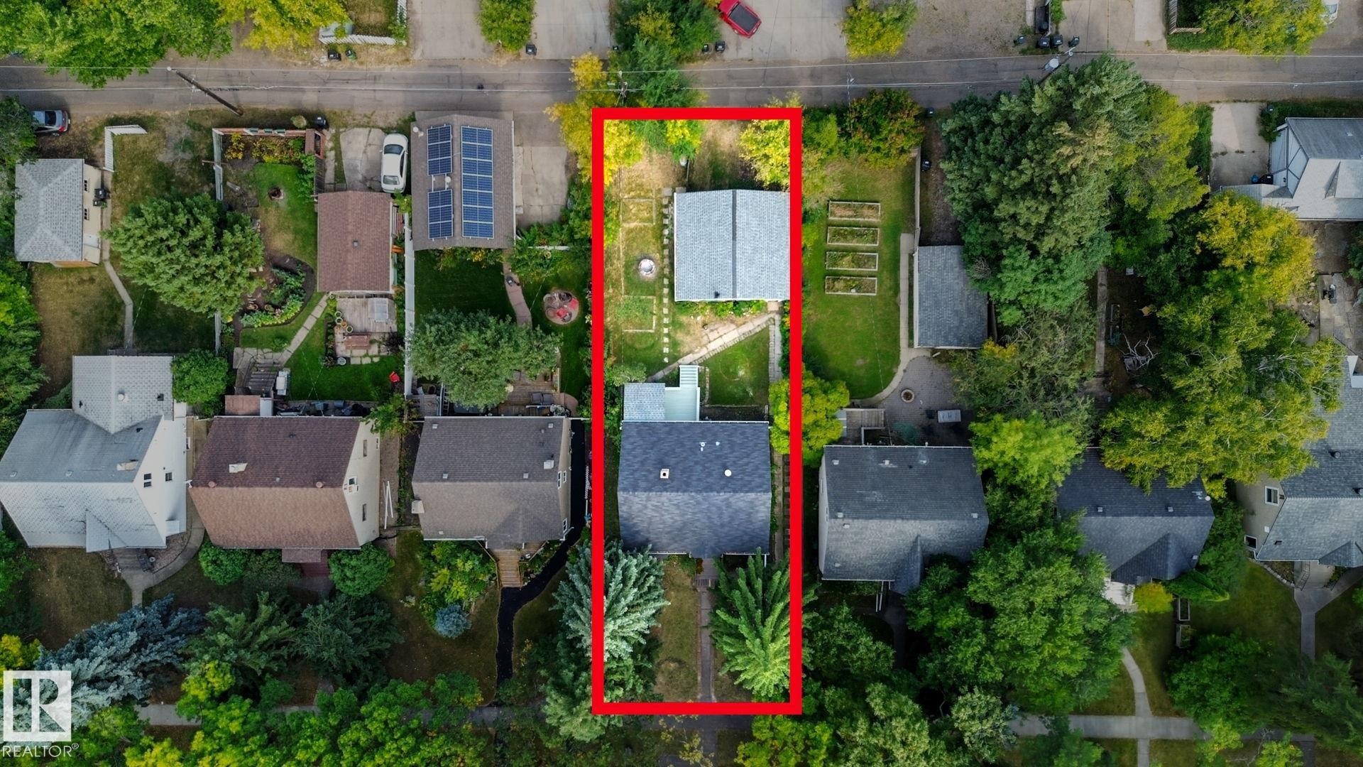 Aerial perspective of suburban area - 11222 71 Avenue, Edmonton, AB - Outdoor