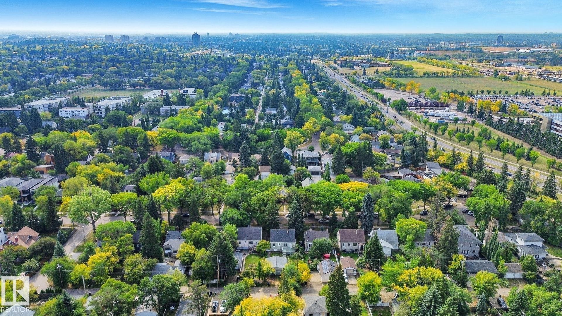 Aerial view of a tree filled landscape - 11222 71 Avenue, Edmonton, AB - Outdoor With View