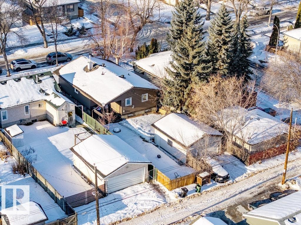 Snowy aerial view with a residential view - 12253 95A Street, Edmonton, AB - Outdoor