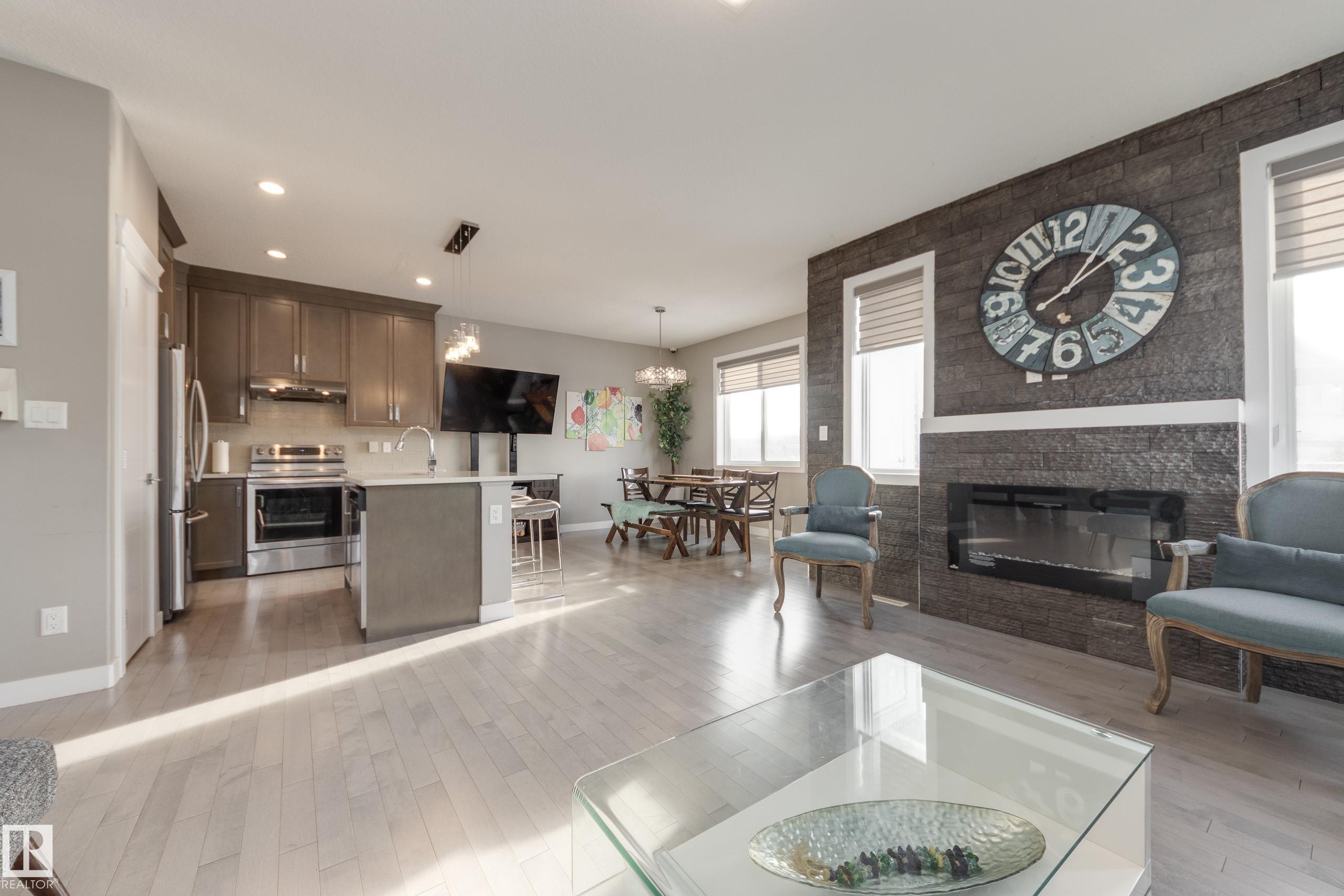 8729 Carson Way, Edmonton, AB - Indoor Photo Showing Living Room With Fireplace
