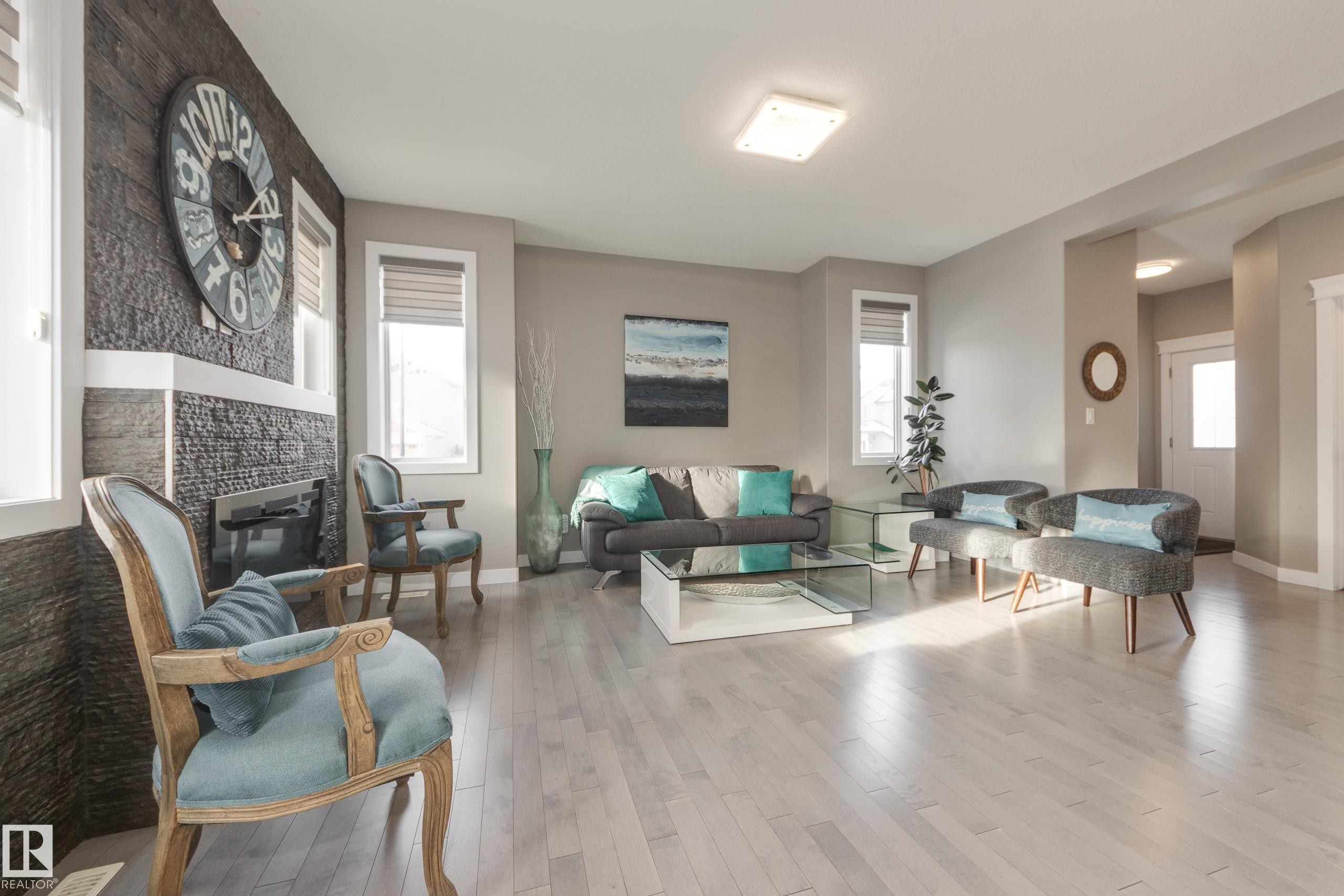 8729 Carson Way, Edmonton, AB - Indoor Photo Showing Living Room With Fireplace