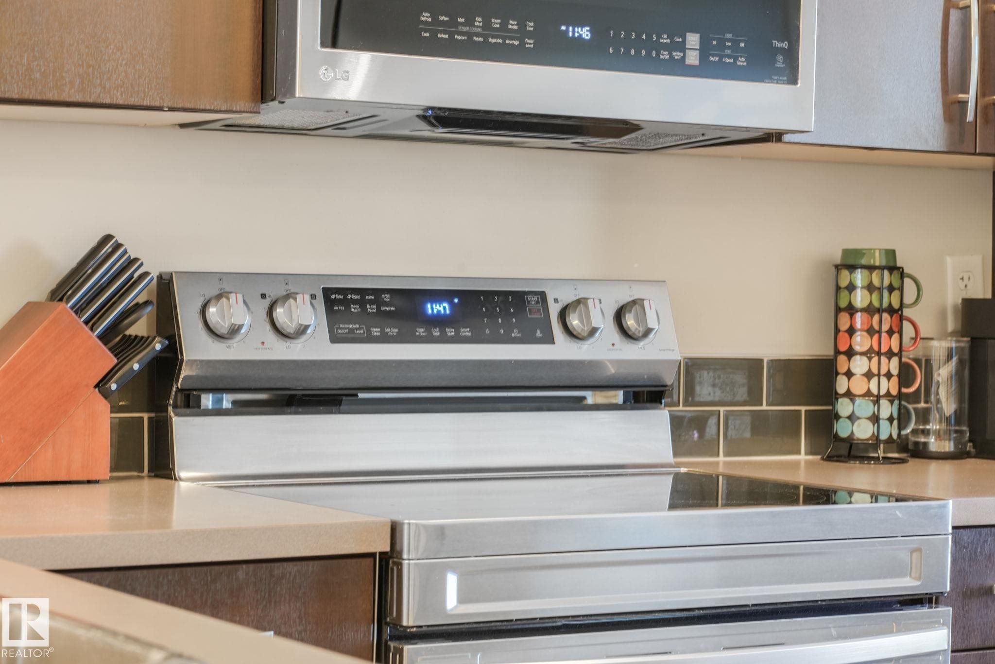 Kitchen view of stainless steel appliances - 91 603 Watt Boulevard, Edmonton, AB - Indoor Photo Showing Kitchen