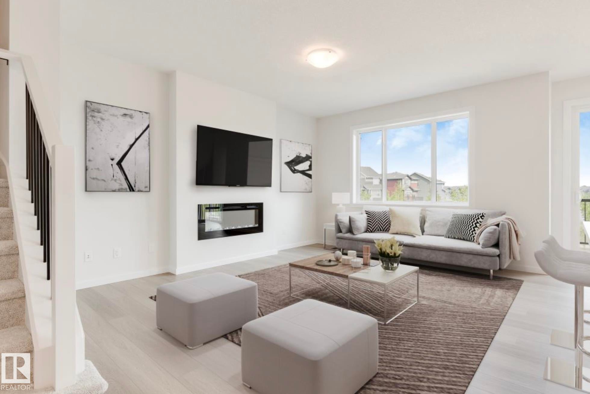 5433 Hawthorn Run, Edmonton, AB - Indoor Photo Showing Living Room With Fireplace
