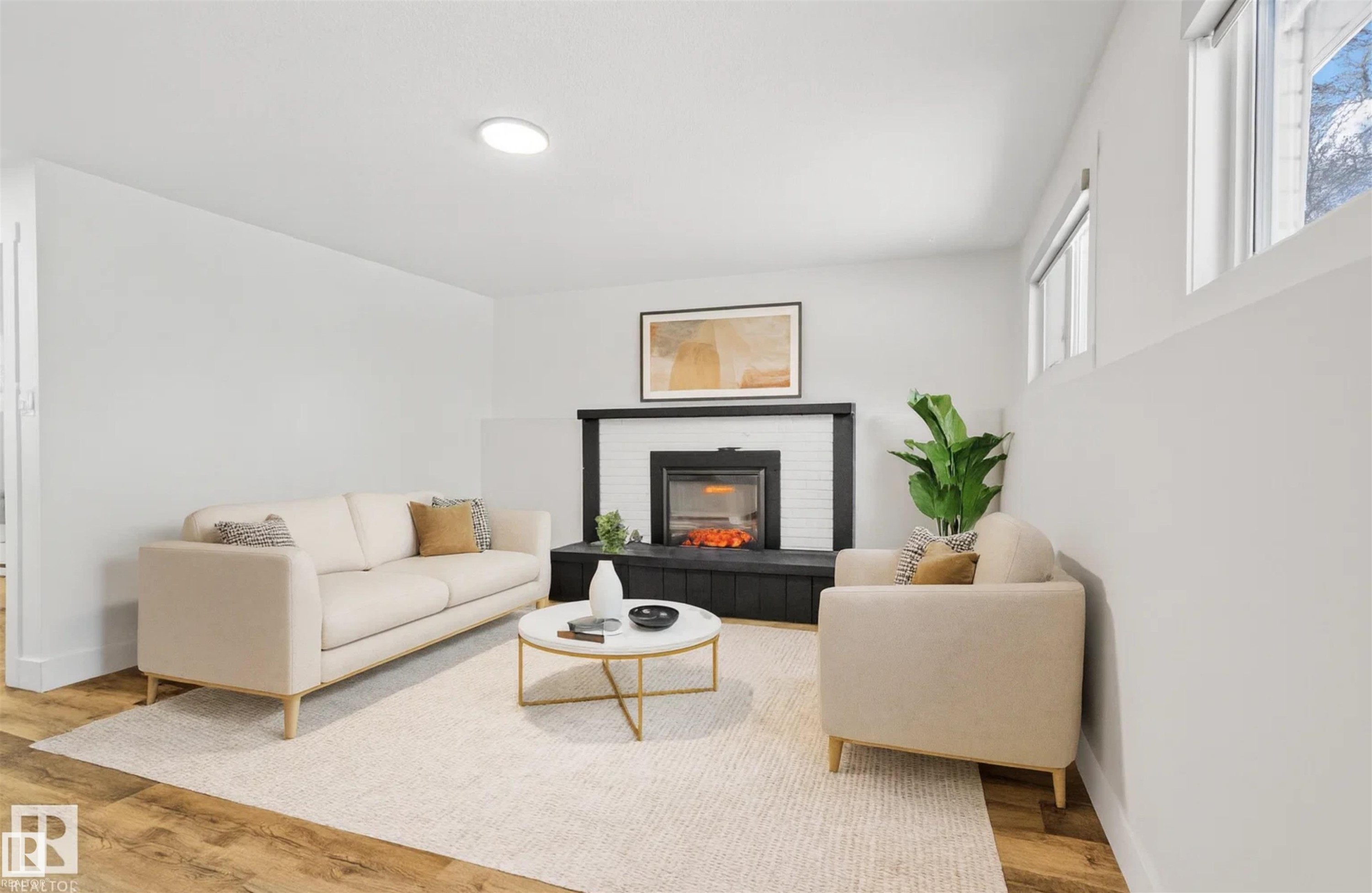 16 Larose Drive, St. Albert, AB - Indoor Photo Showing Living Room With Fireplace