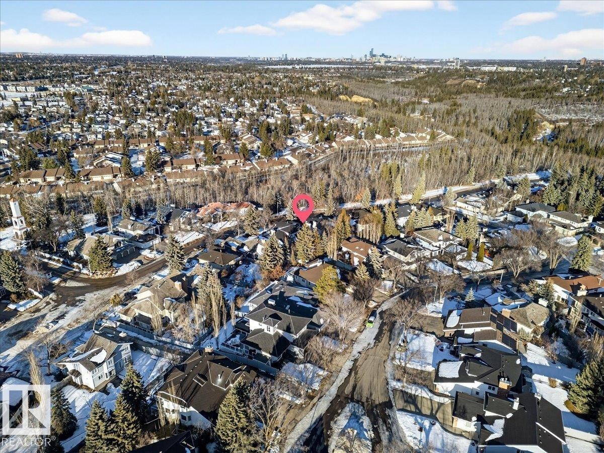 Aerial view of property and surrounding area featuring nearby suburban area - 218 Omand Drive, Edmonton, AB - Outdoor With View