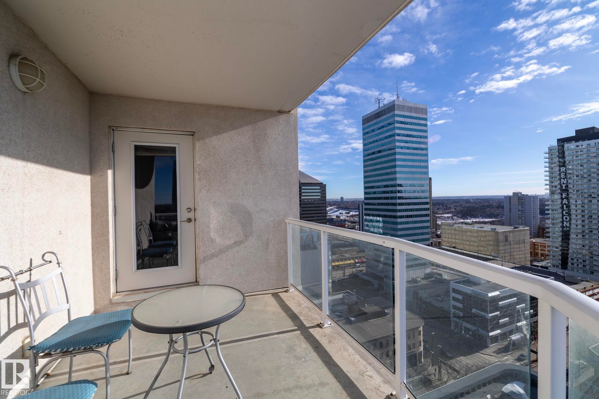 Balcony with a view of city - 2005 10136 104 Street, Edmonton, AB - Outdoor With Exterior