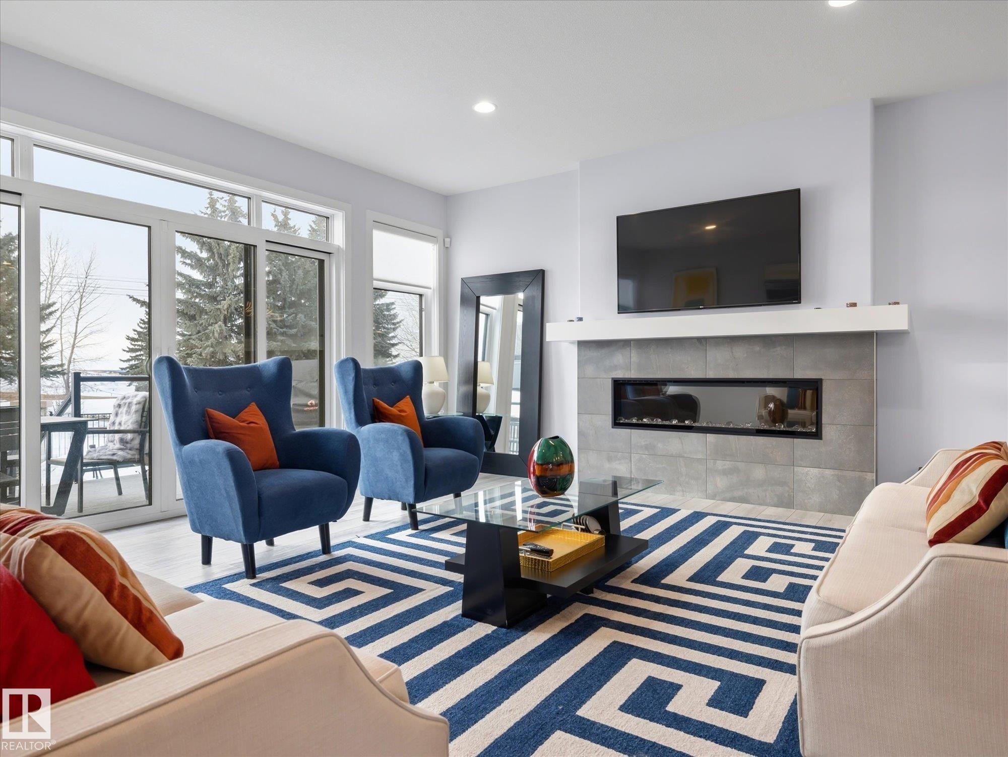 1562 Howes Place, Edmonton, AB - Indoor Photo Showing Living Room With Fireplace
