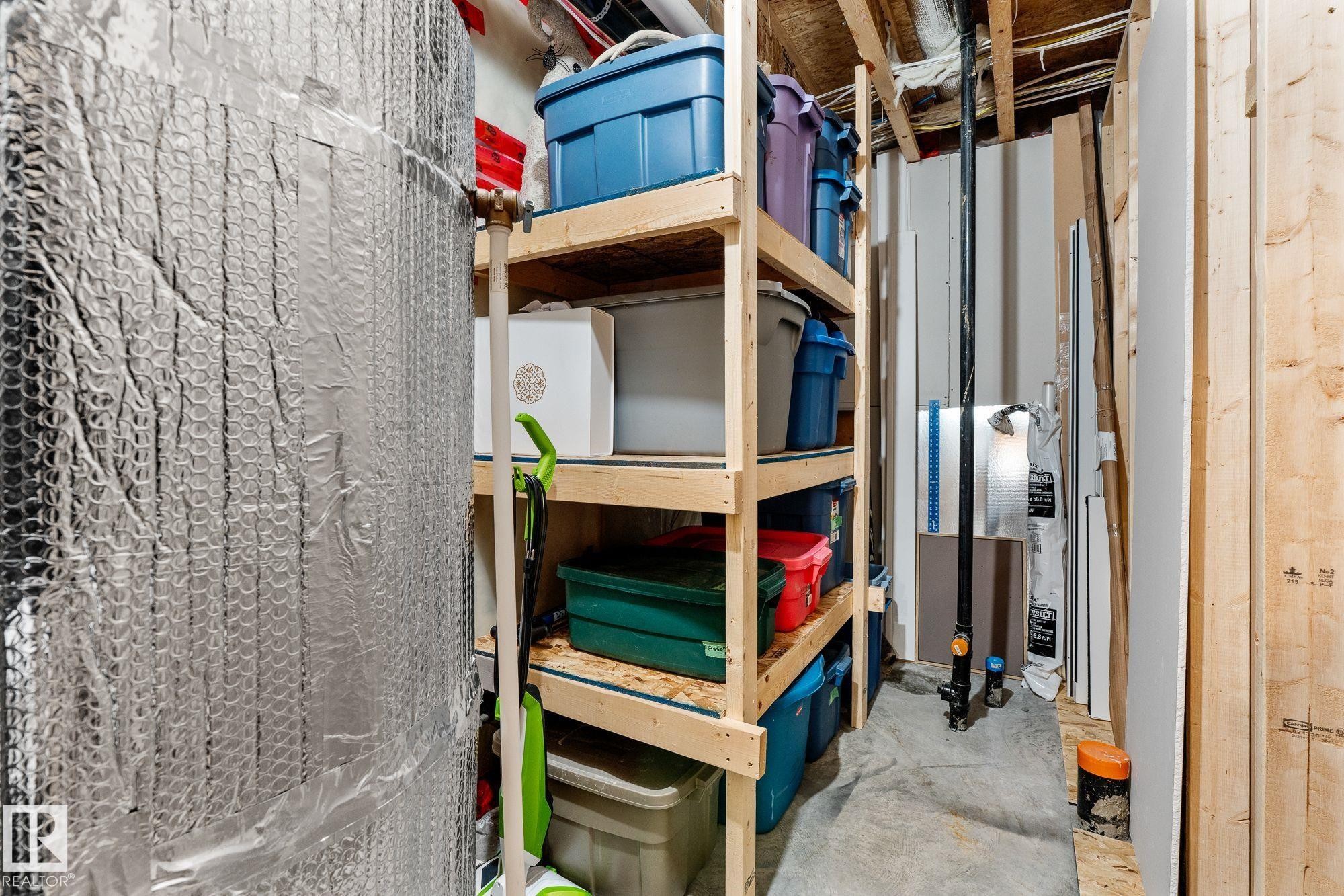 Storage area with future bathroom rough ins - 89 Hewitt Circle, Spruce Grove, AB -