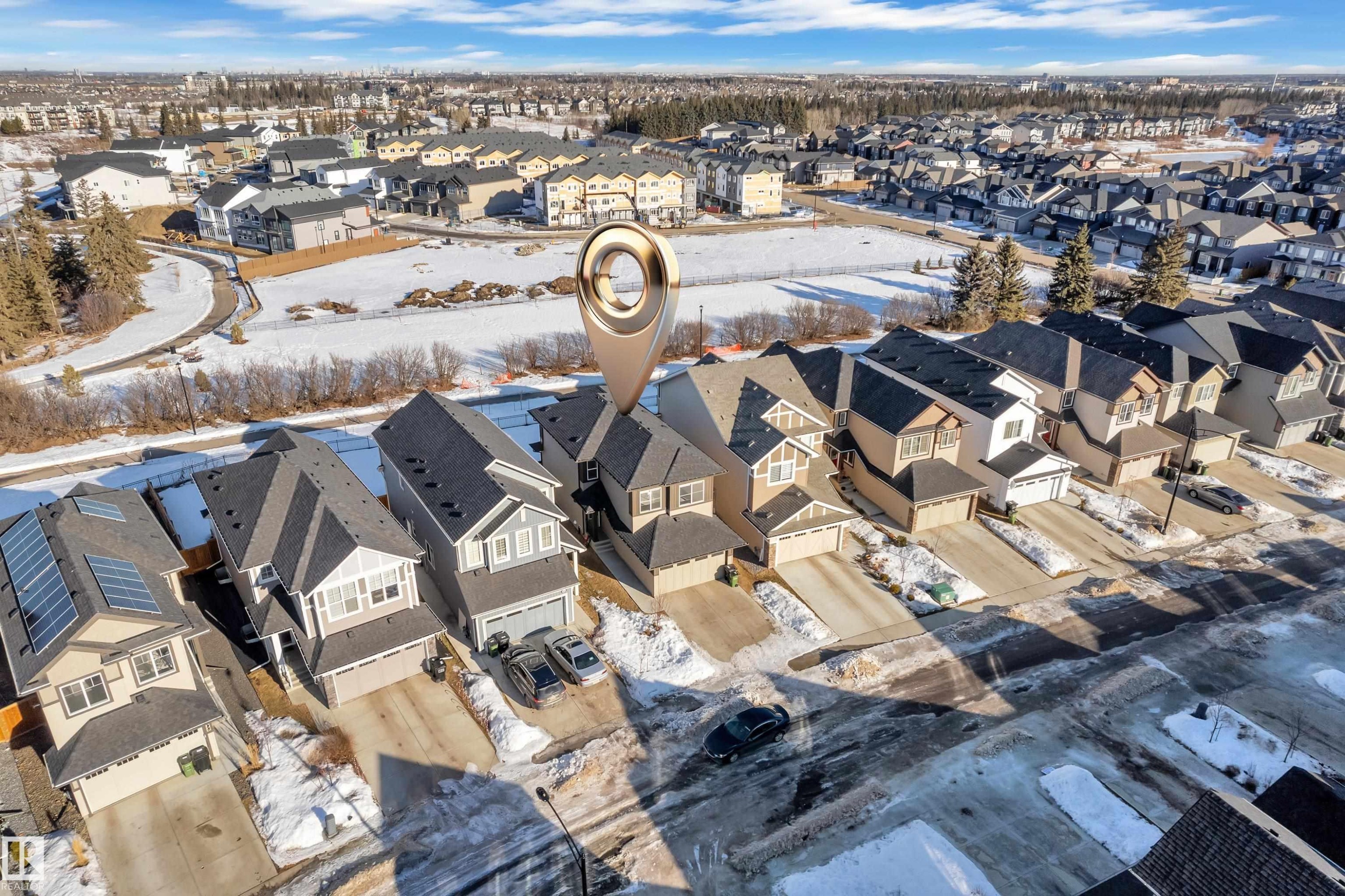 Aerial perspective of suburban area - 1822 Collip View, Edmonton, AB