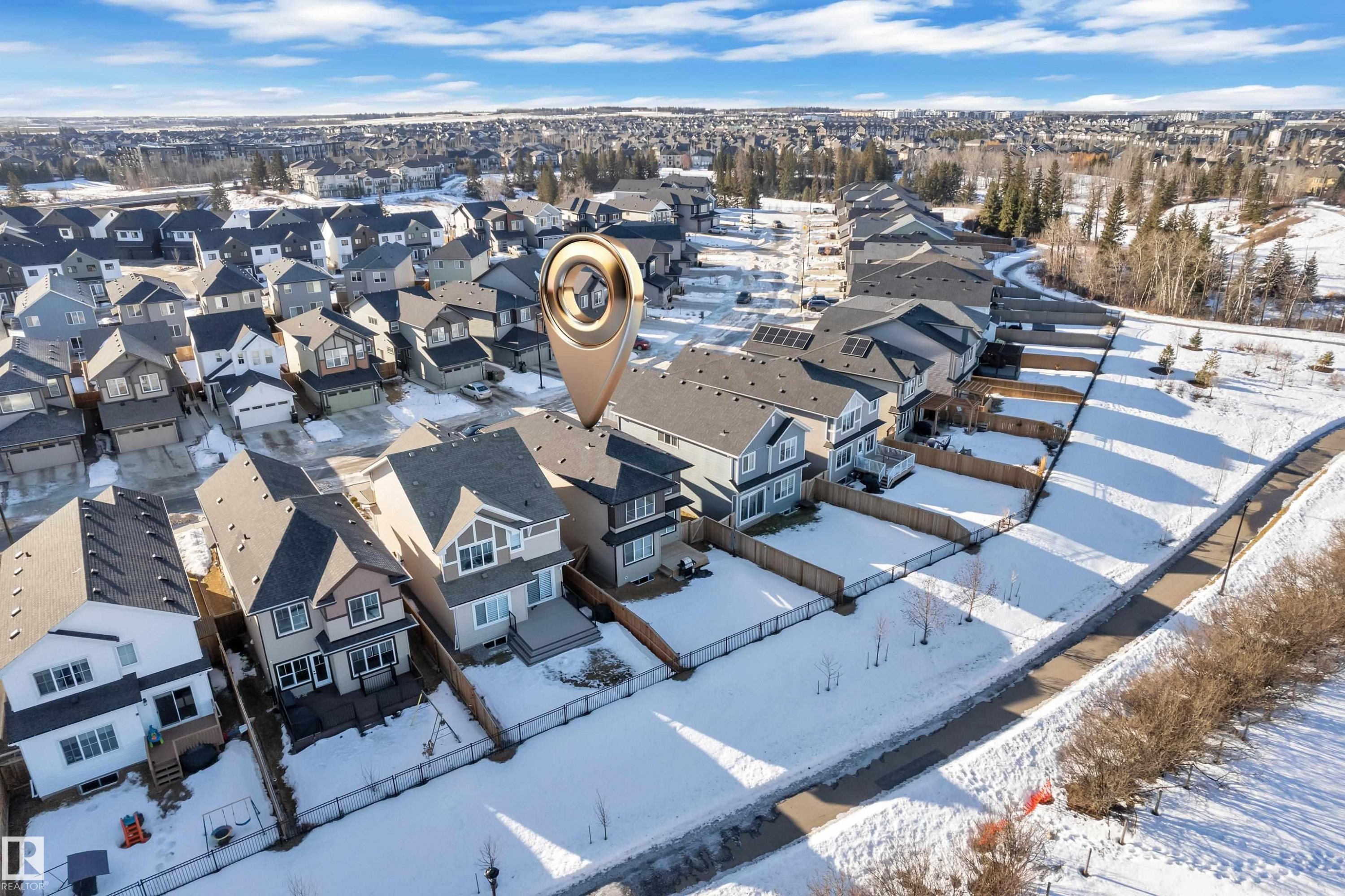 View of snowy aerial view - 1822 Collip View, Edmonton, AB