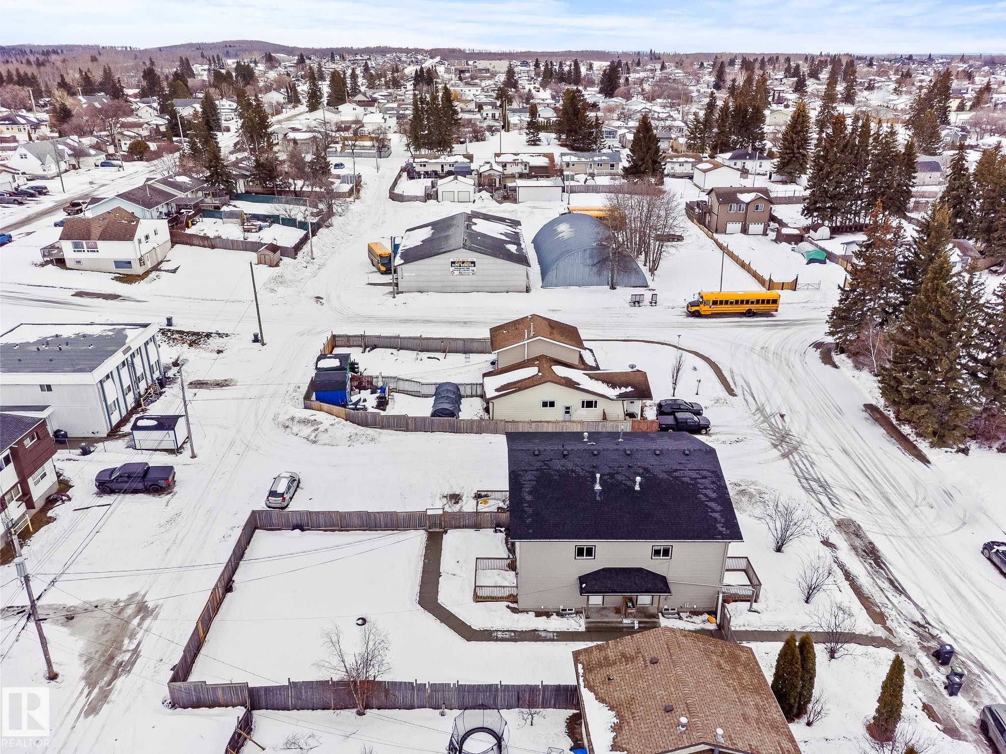 Snowy aerial view with a residential view - 914 9 Street, Cold Lake, AB - Outdoor With View