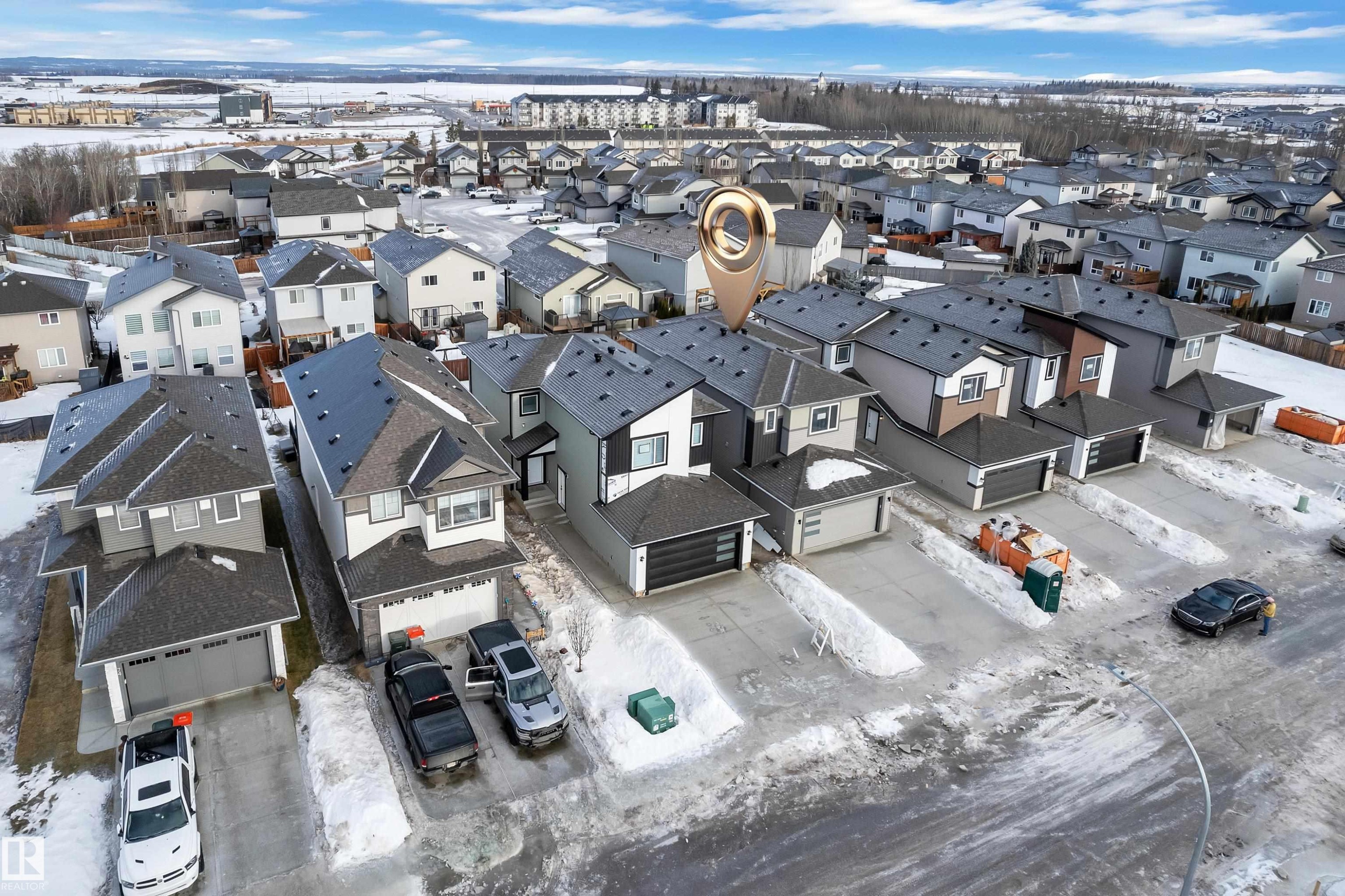 Aerial view of residential area - 68 Silverstone Drive, Stony Plain, AB - Outdoor With View