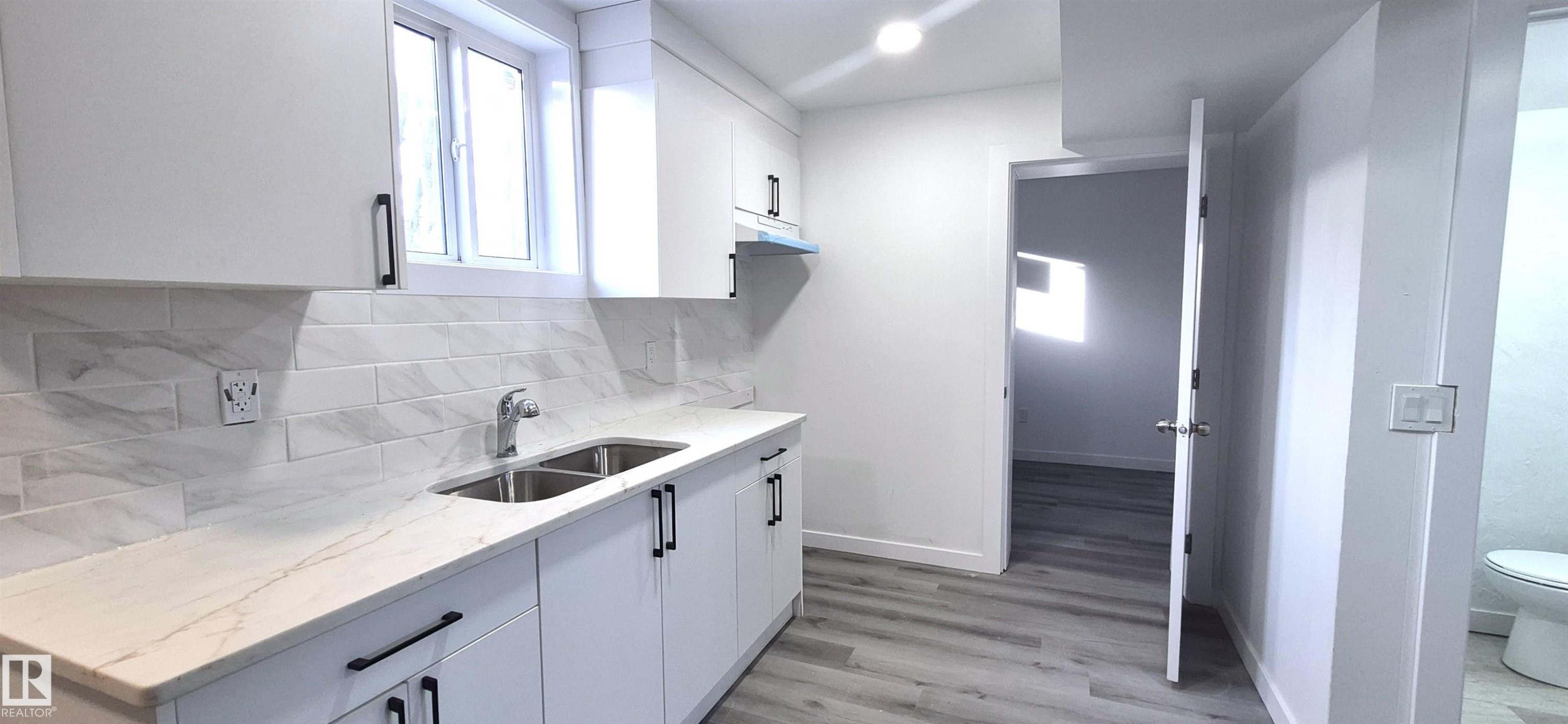 12916 123A Street, Edmonton, AB - Indoor Photo Showing Kitchen With Double Sink