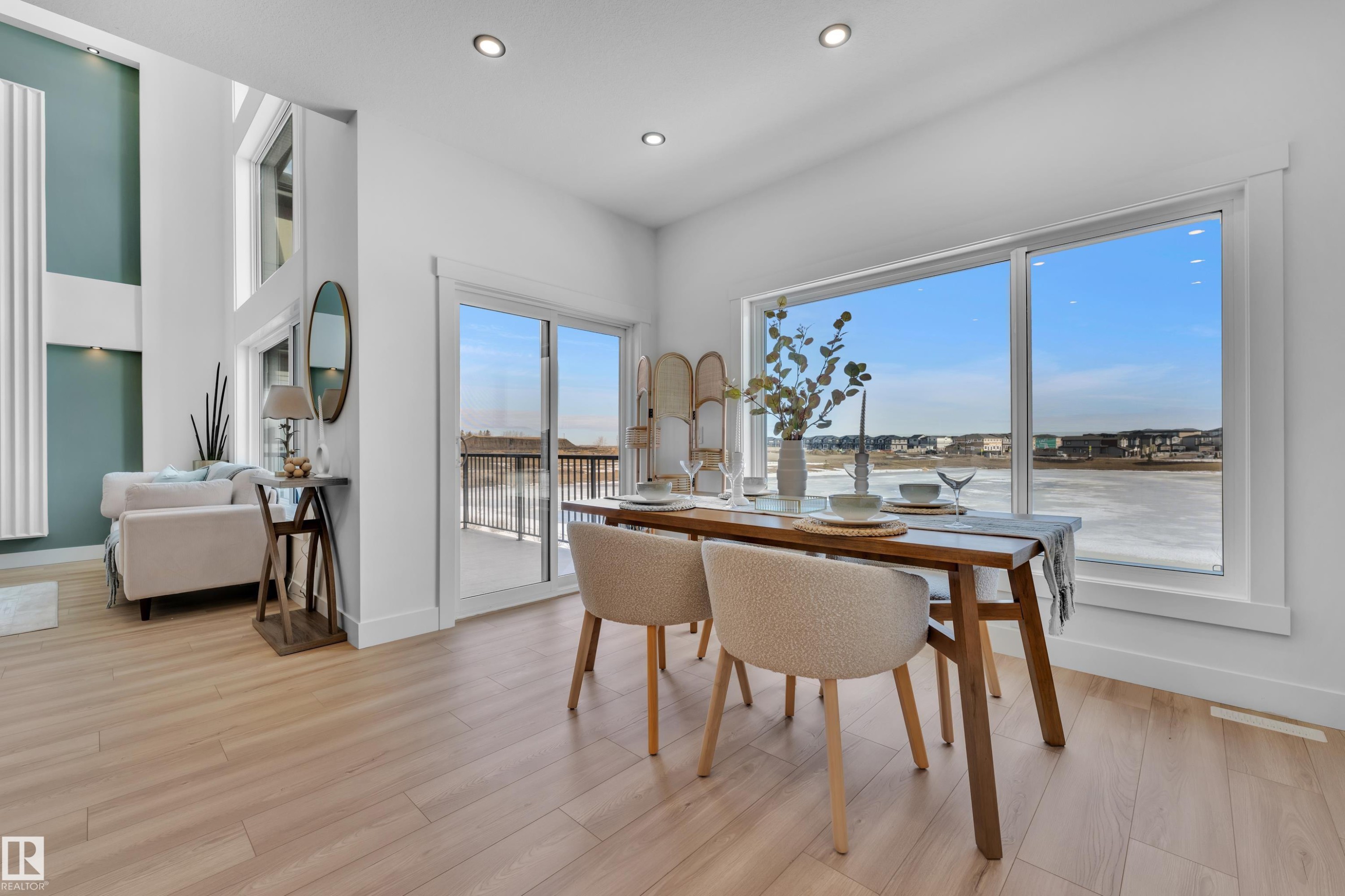 Dining space featuring light wood-type flooring and recessed lighting - 228 Linden Loop, Leduc, AB - Indoor Photo Showing Dining Room
