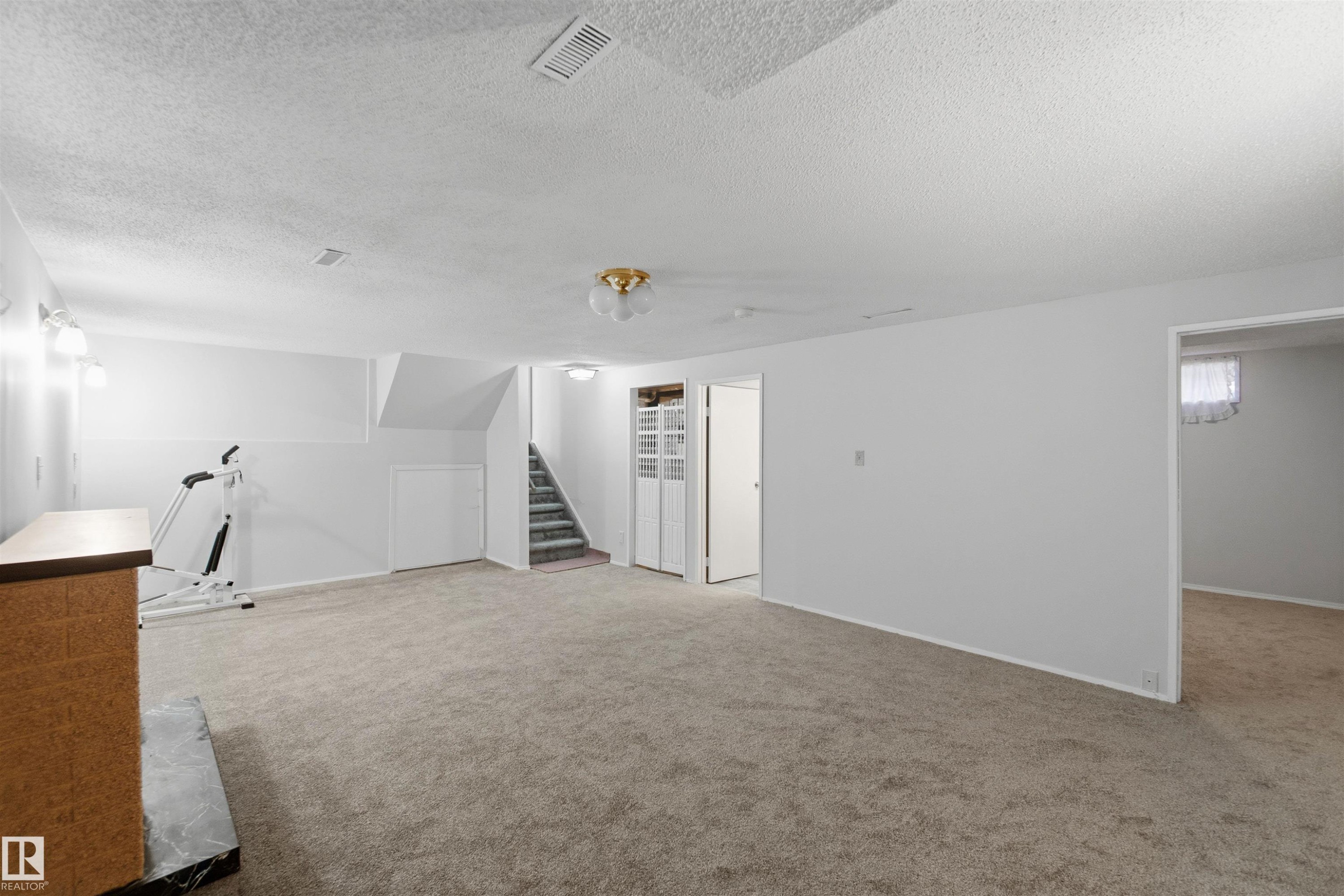 Bonus room featuring a textured ceiling and carpet floors - 135 Humberstone Road, Edmonton, AB - Indoor Photo Showing Other Room