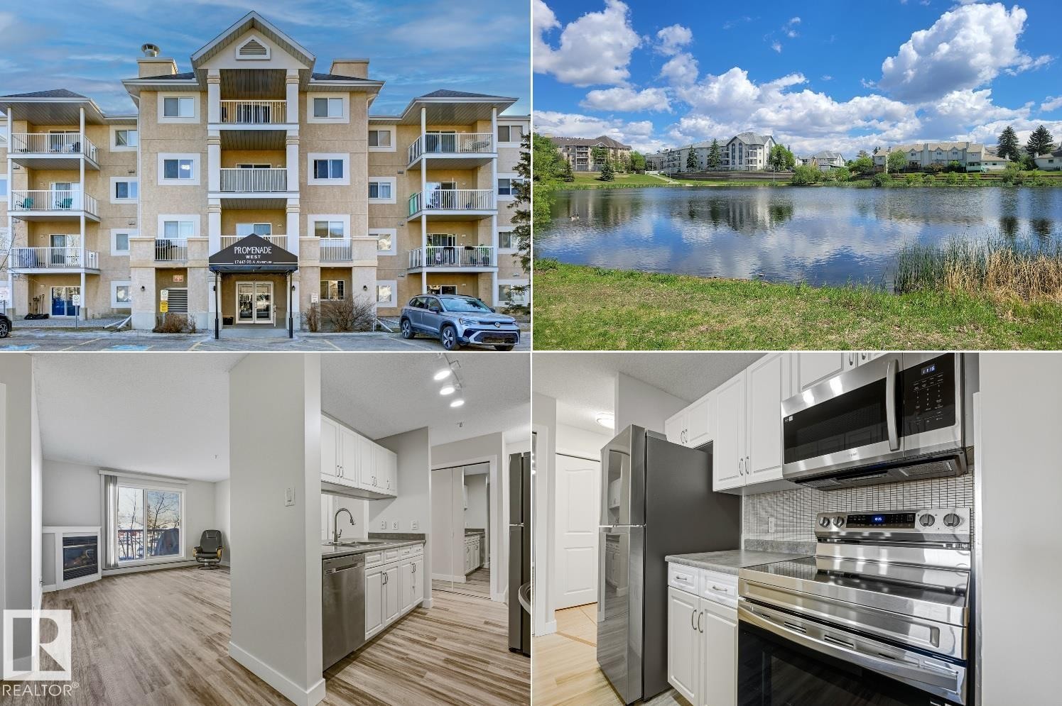 View of marketing collateral with multiple images - 237 17447 98A Avenue, Edmonton, AB - Outdoor With Balcony