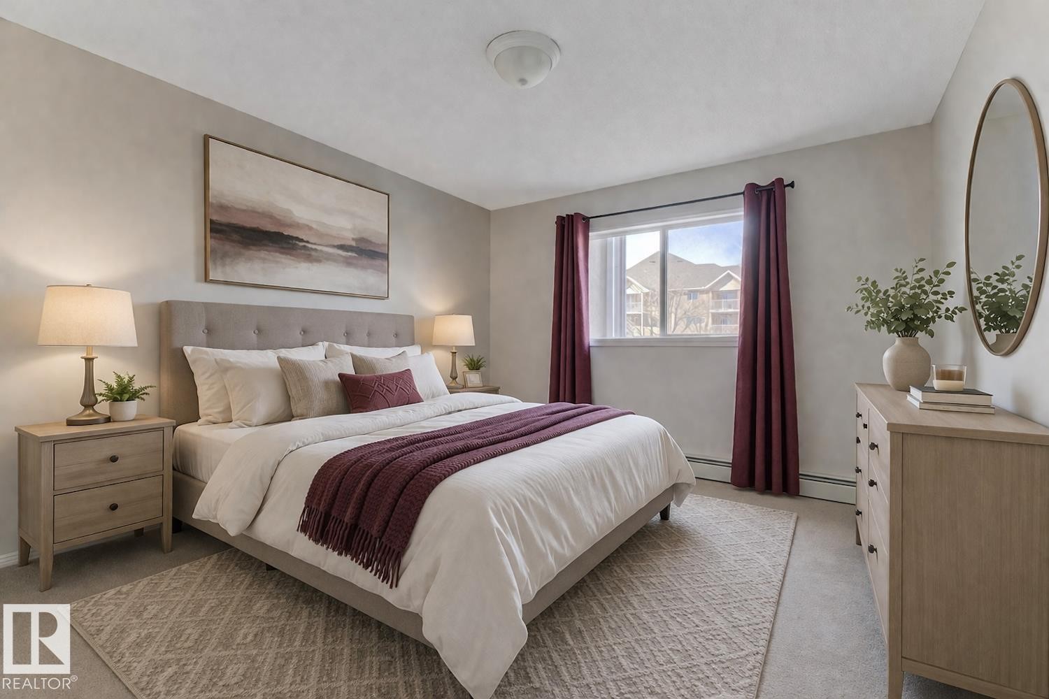 Well-appointed room featuring a window with natural light, neutral wall colors, and a ceiling light fixture - 237 17447 98A Avenue, Edmonton, AB - Indoor Photo Showing Bedroom