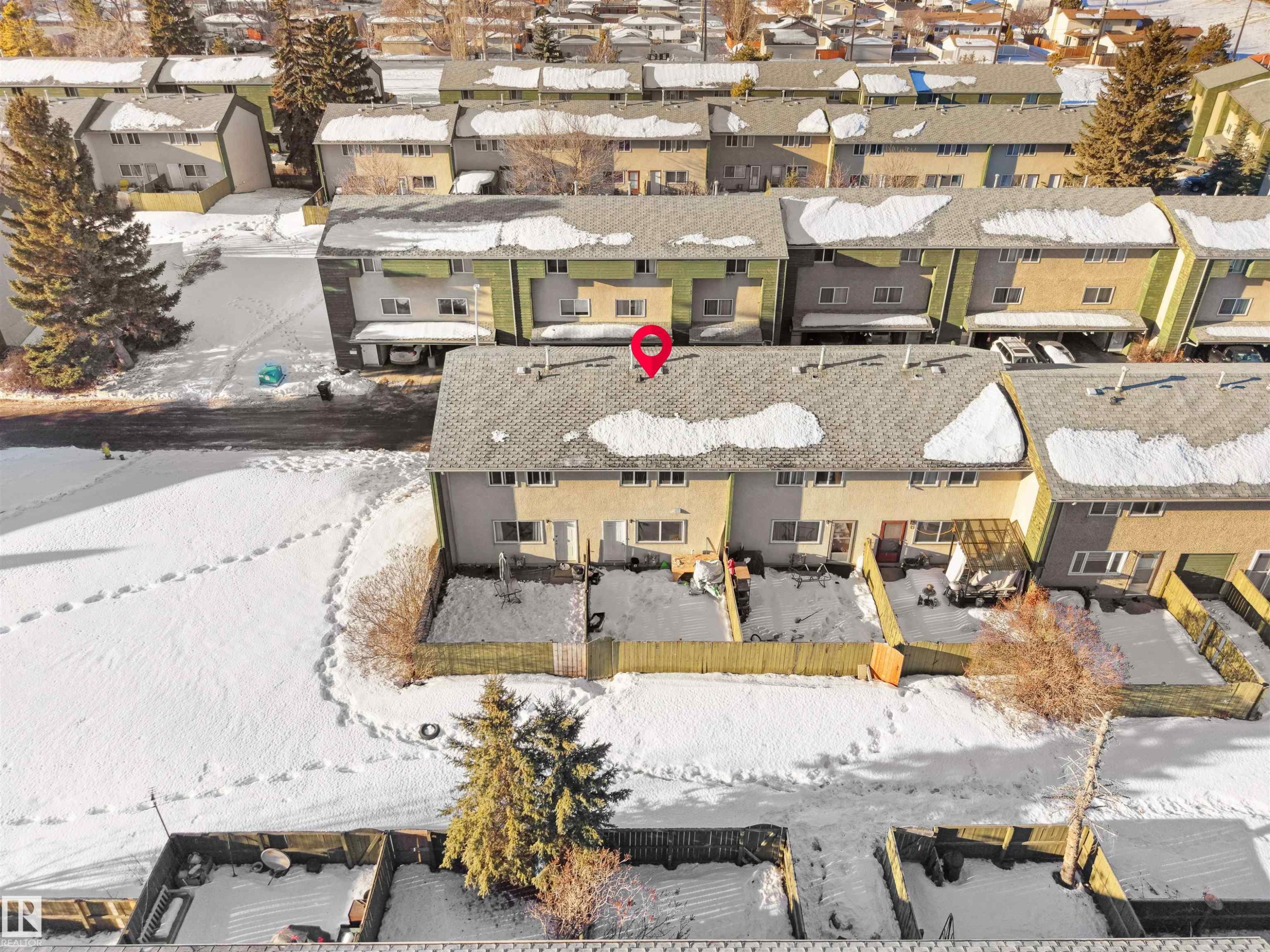 Snowy aerial view featuring a residential view - 791 Abbottsfield Road, Edmonton, AB - Outdoor With View