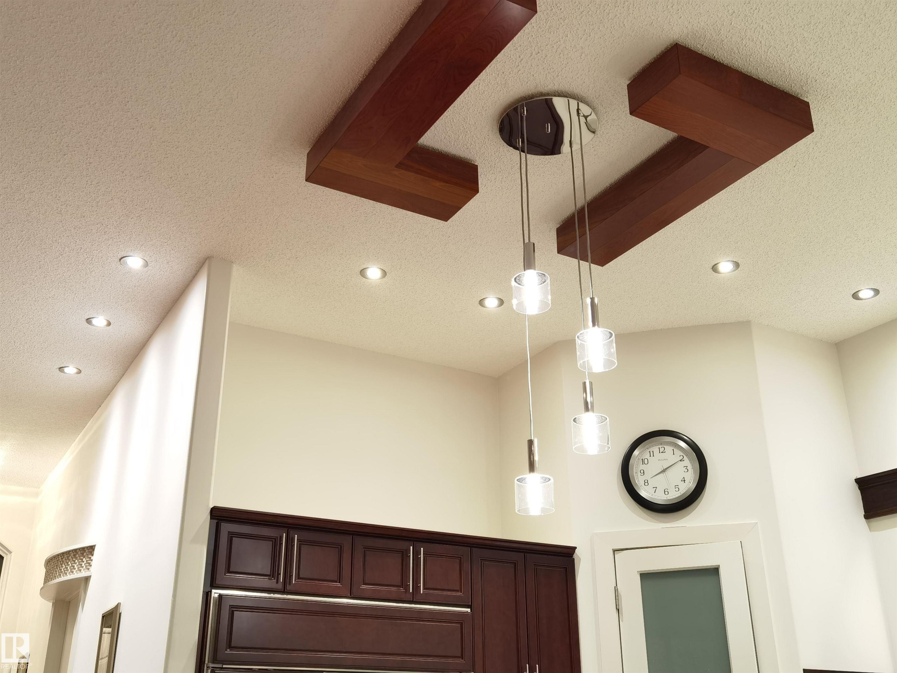 Detailed view of a textured ceiling and recessed lighting - 169 Callaghan Drive, Edmonton, AB - Indoor Photo Showing Other Room