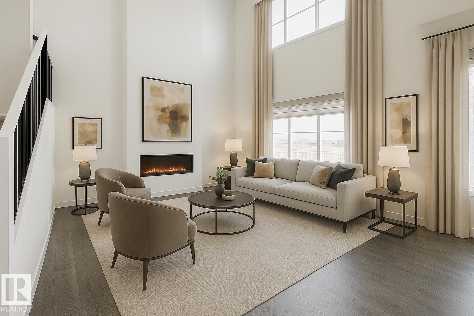 7805 Kipnes Link, Edmonton, AB - Indoor Photo Showing Living Room With Fireplace