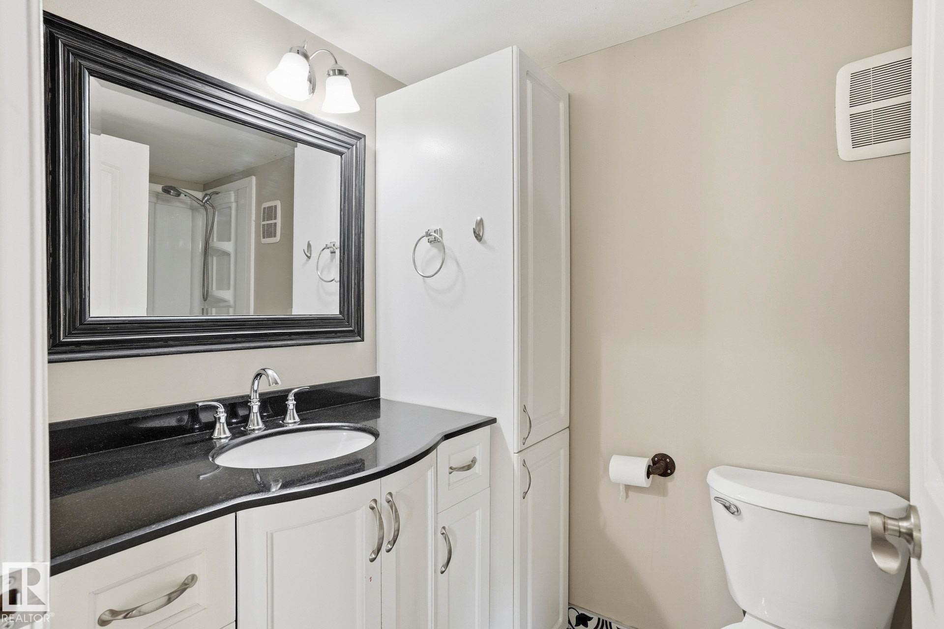 Full bathroom featuring vanity and toilet - Edmonton, AB - Indoor Photo Showing Bathroom
