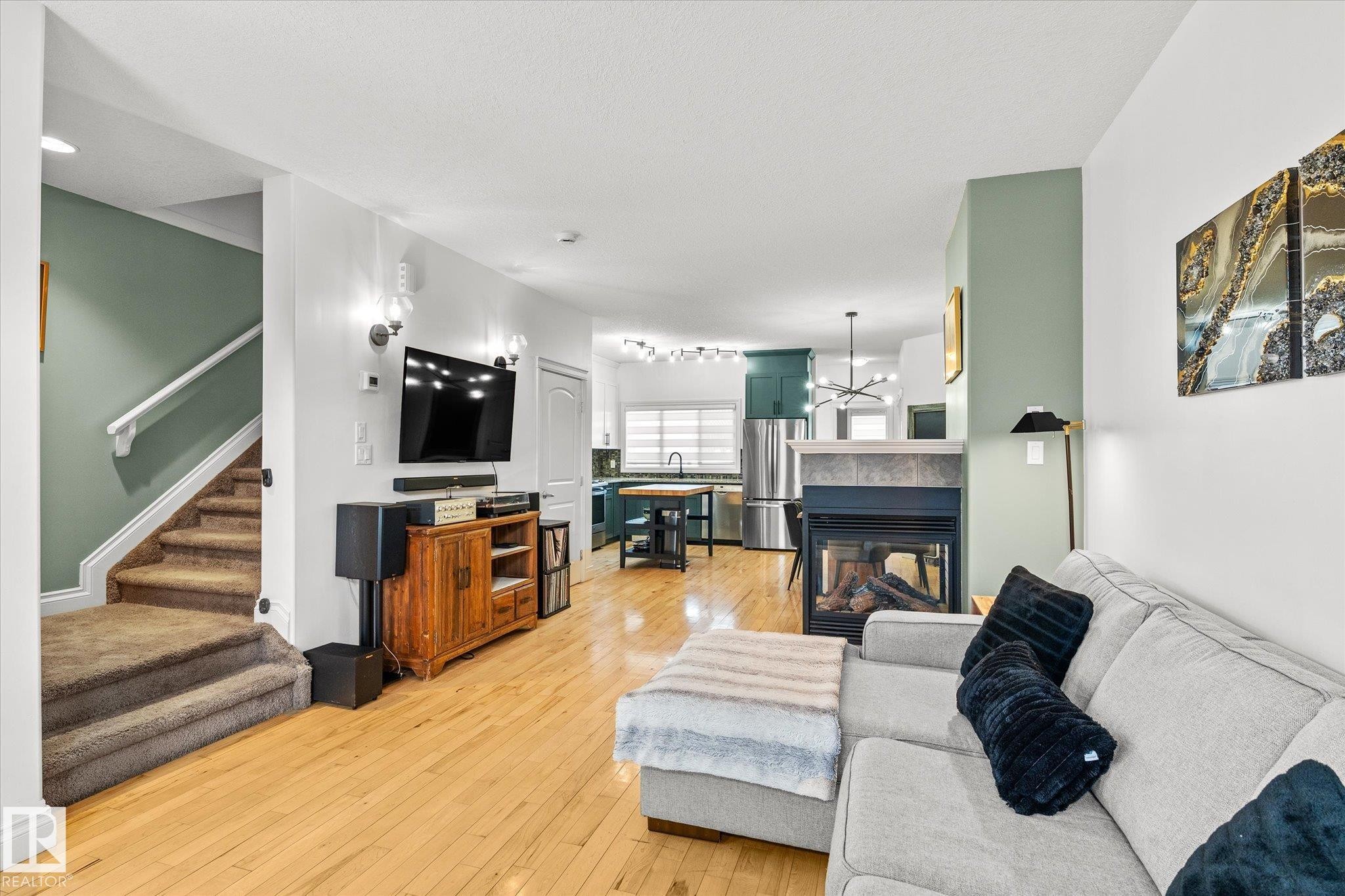 4929 Terwillegar Common, Edmonton, AB - Indoor Photo Showing Living Room With Fireplace