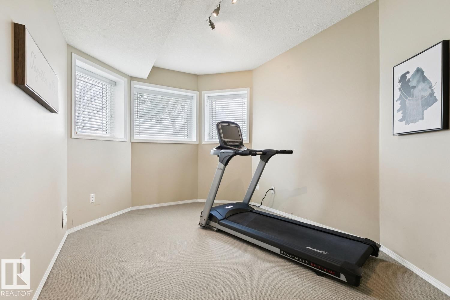 22 Prestige Point(E), Edmonton, AB - Indoor Photo Showing Gym Room