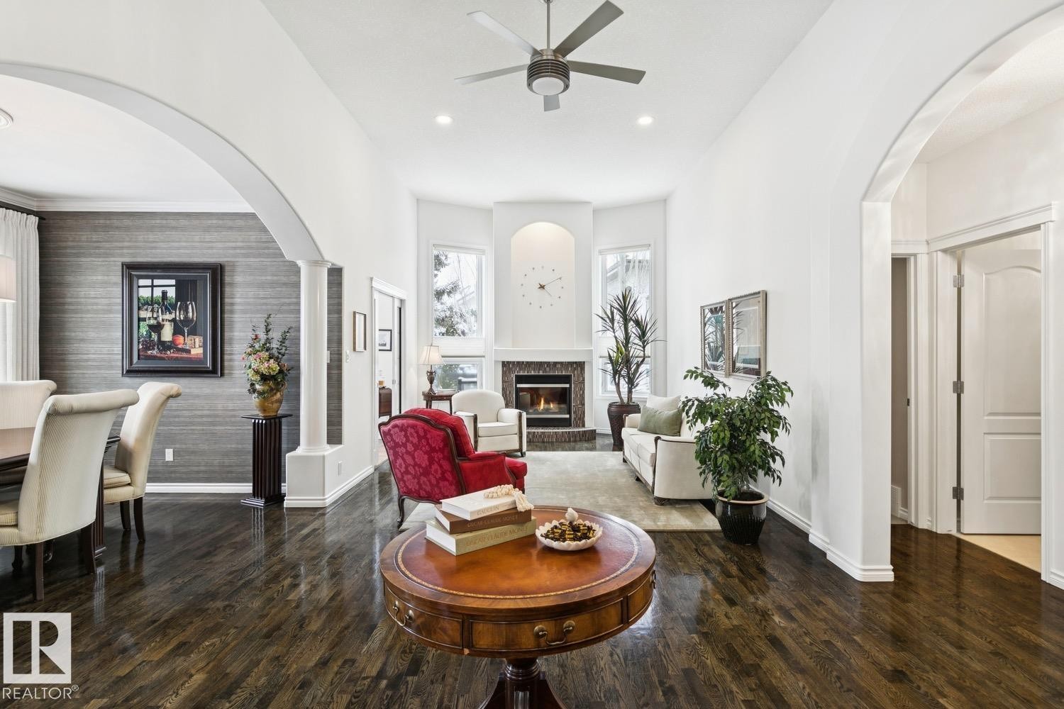 22 Prestige Point(E), Edmonton, AB - Indoor Photo Showing Other Room With Fireplace