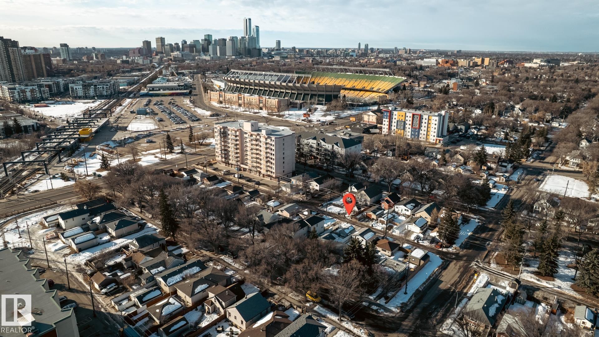 Aerial view of property's location featuring nearby urban area - 11240 84 Street, Edmonton, AB - Outdoor With View