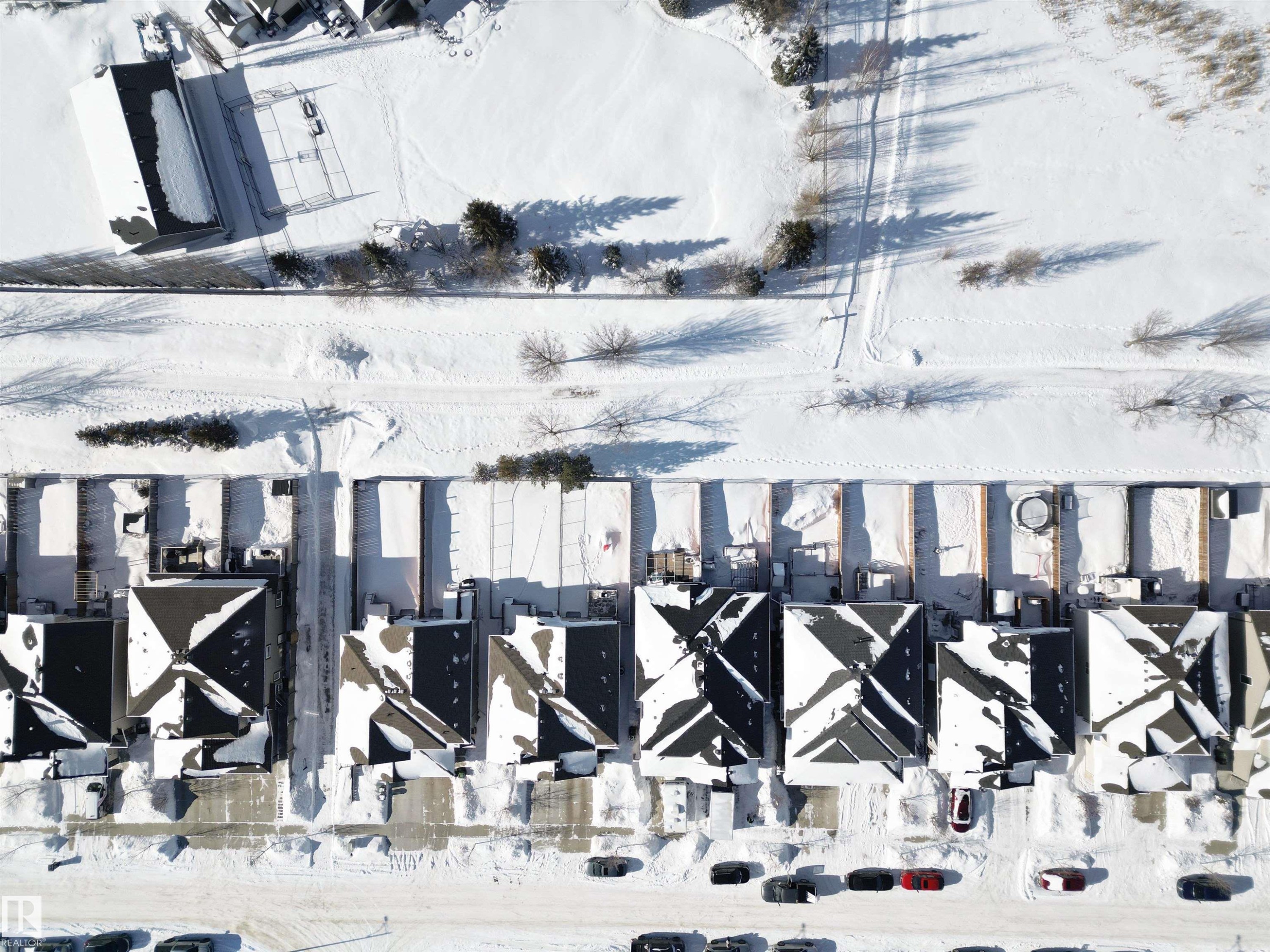 View of snowy aerial view - 56 Durrand Bend, Fort Saskatchewan, AB - Outdoor