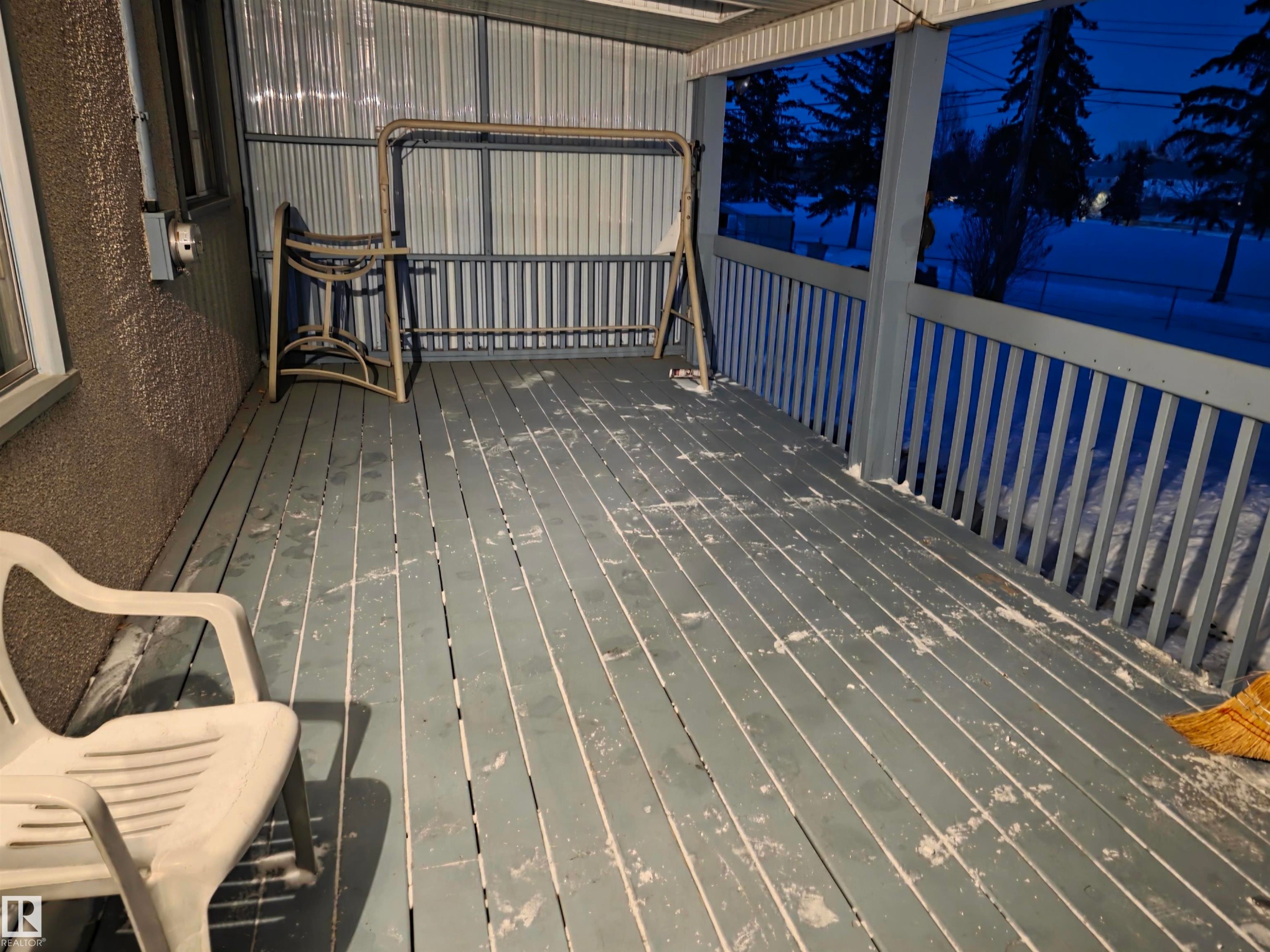 View of wooden terrace - 4400 45 Avenue, Stony Plain, AB -