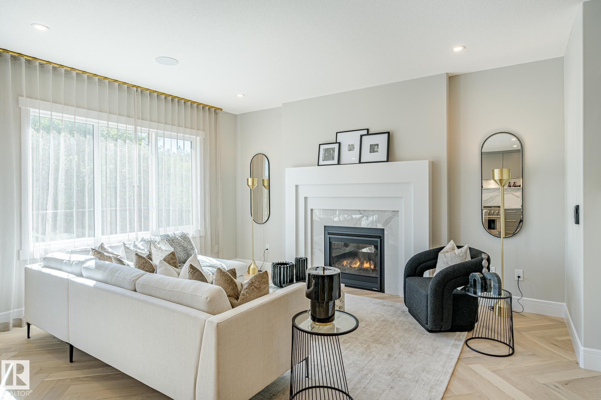 17427 7 Street, Edmonton, AB - Indoor Photo Showing Living Room With Fireplace