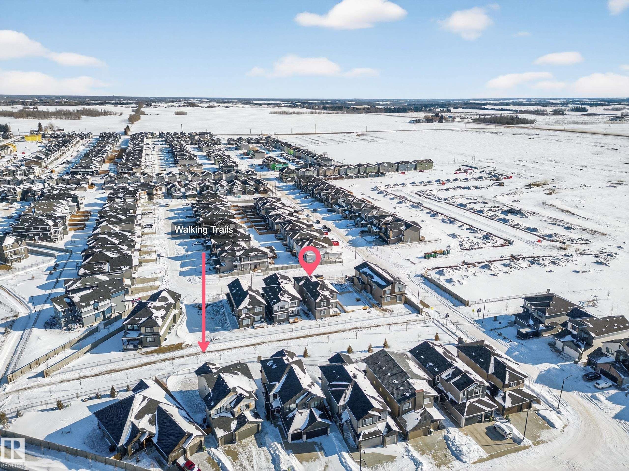 View of snowy aerial view - 4006 40 Street, Beaumont, AB - Outdoor With View