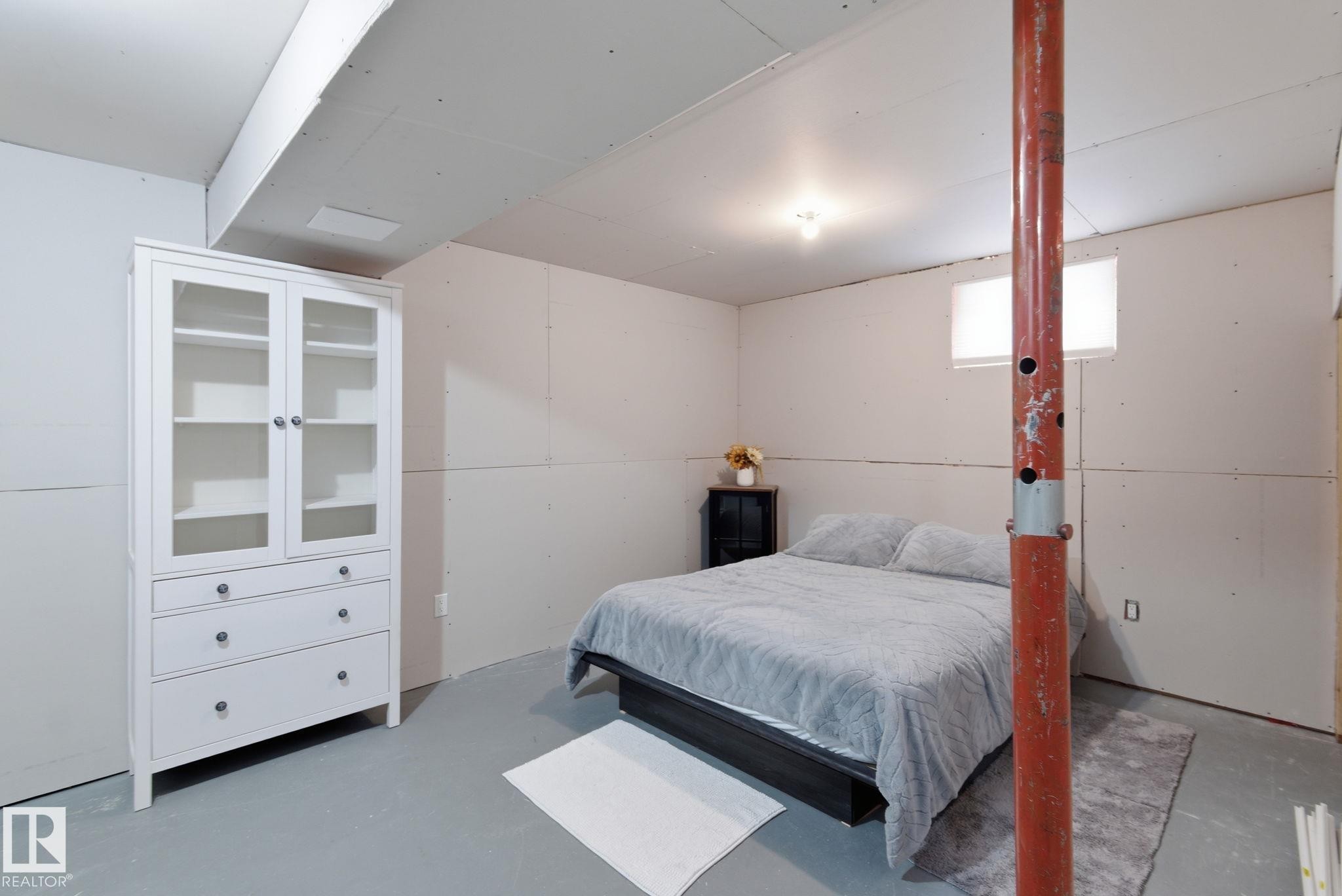 The basement is ready for mud and tape. - 4919 50 Avenue, Bon Accord, AB - Indoor Photo Showing Bedroom