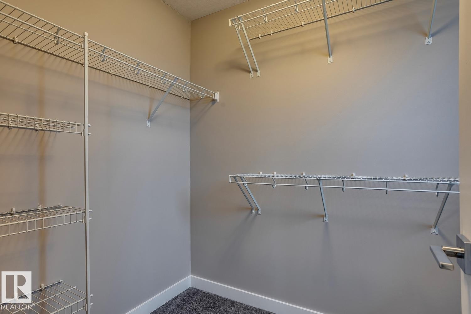 Walk in closet featuring dark colored carpet - 78 13139 205 Street Nw, Edmonton, AB - Indoor With Storage