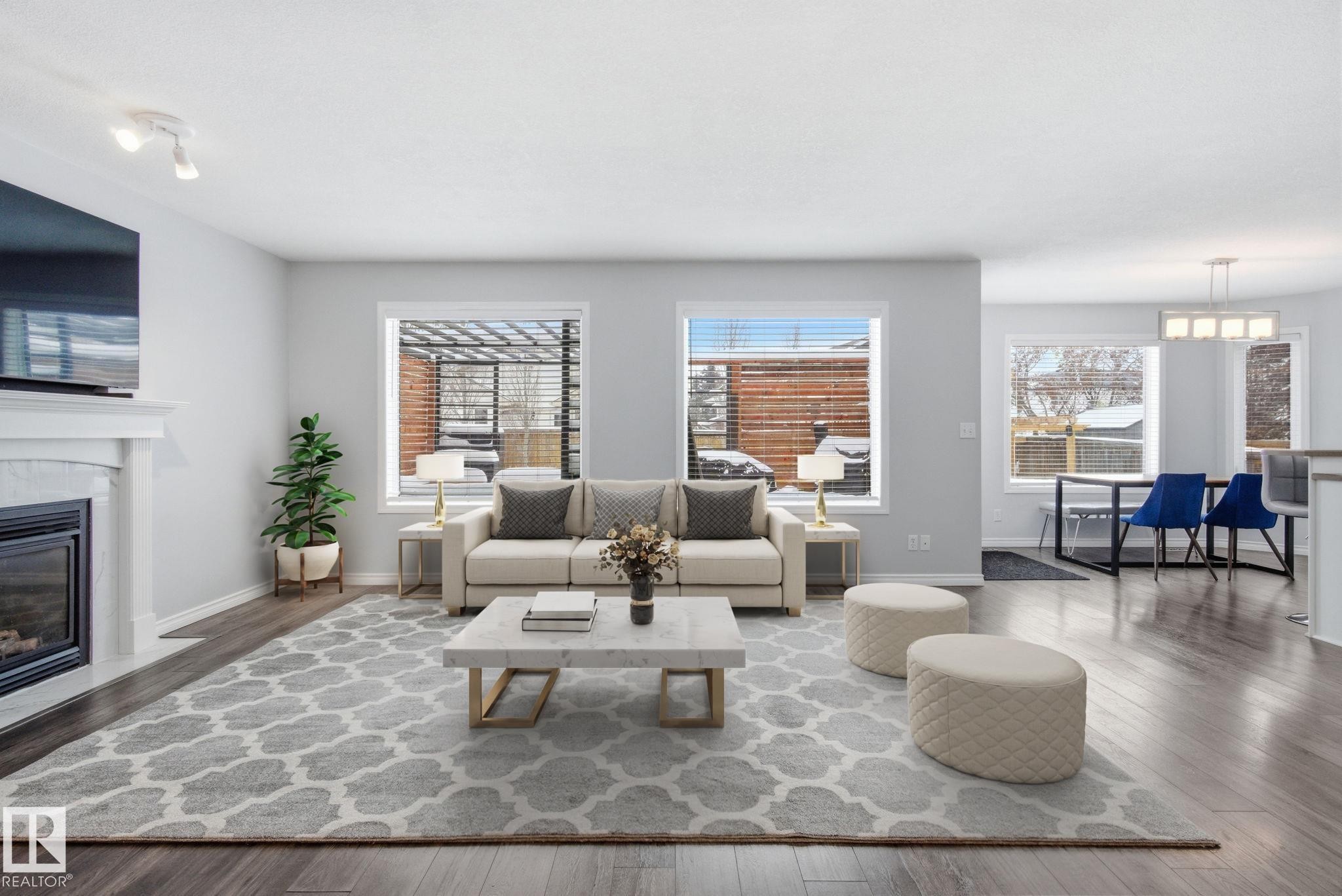 5302 57 Avenue, Stony Plain, AB - Indoor Photo Showing Living Room With Fireplace