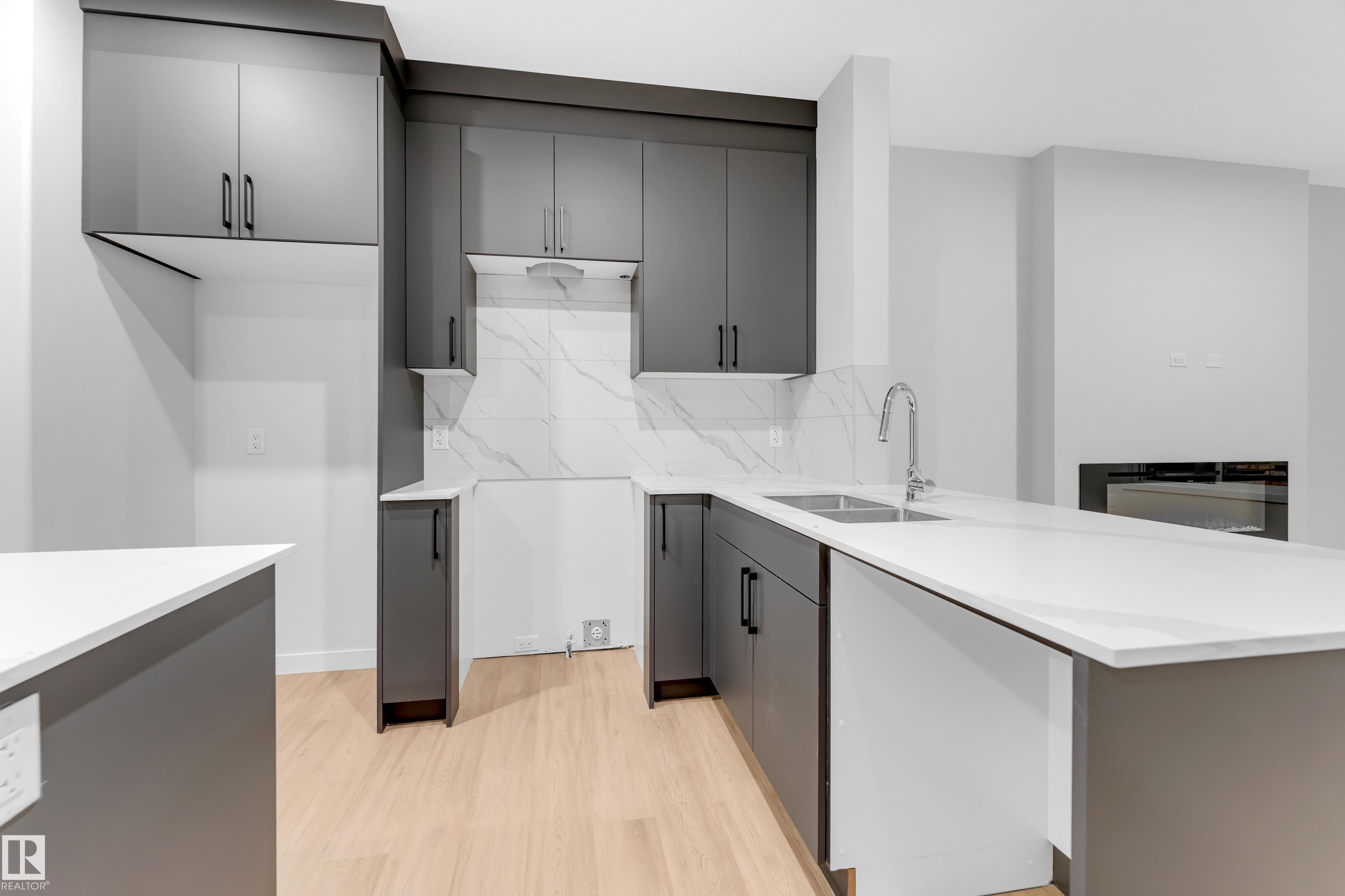 252 24 Street Sw, Edmonton, AB - Indoor Photo Showing Kitchen With Double Sink
